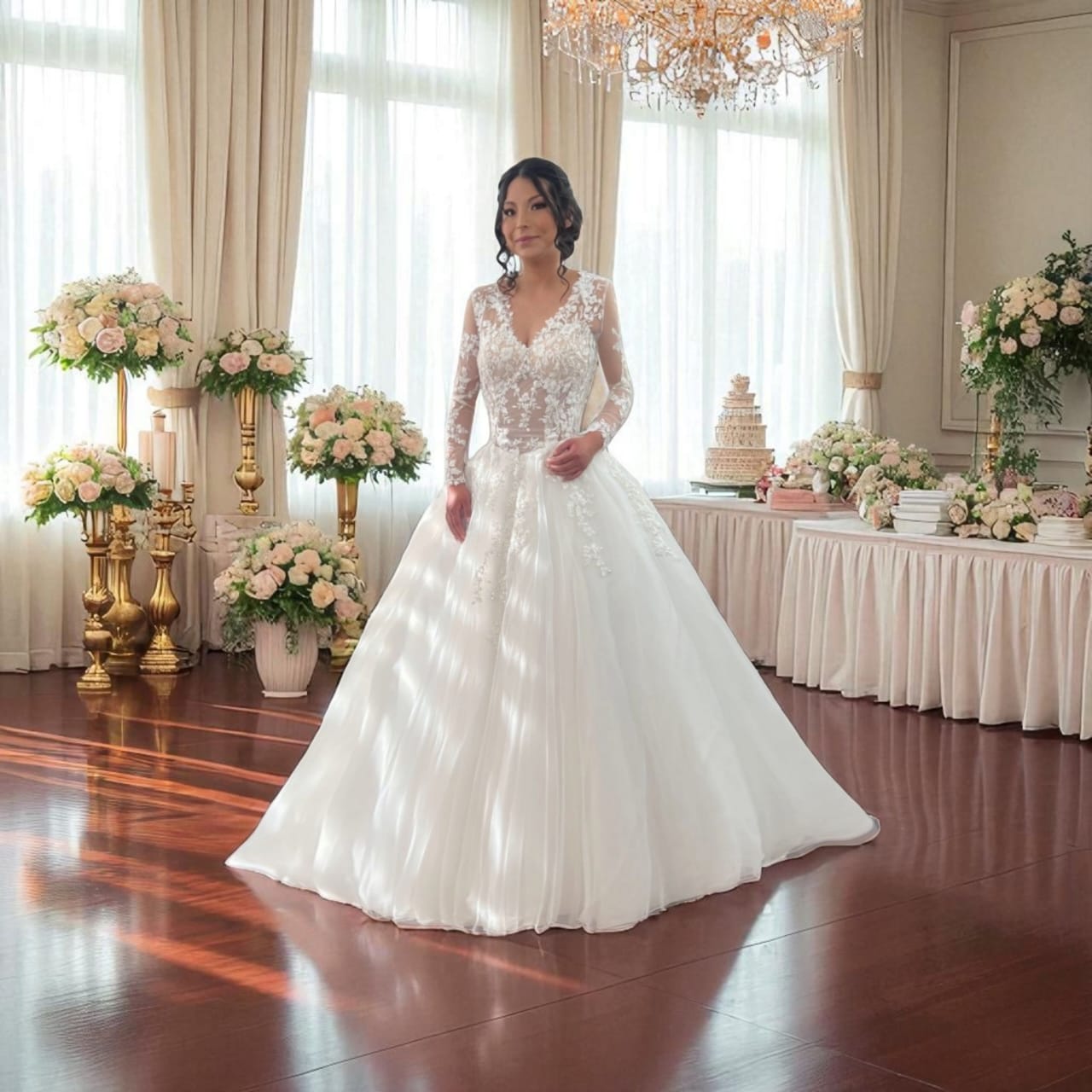 Vestido de novia elegante princesa