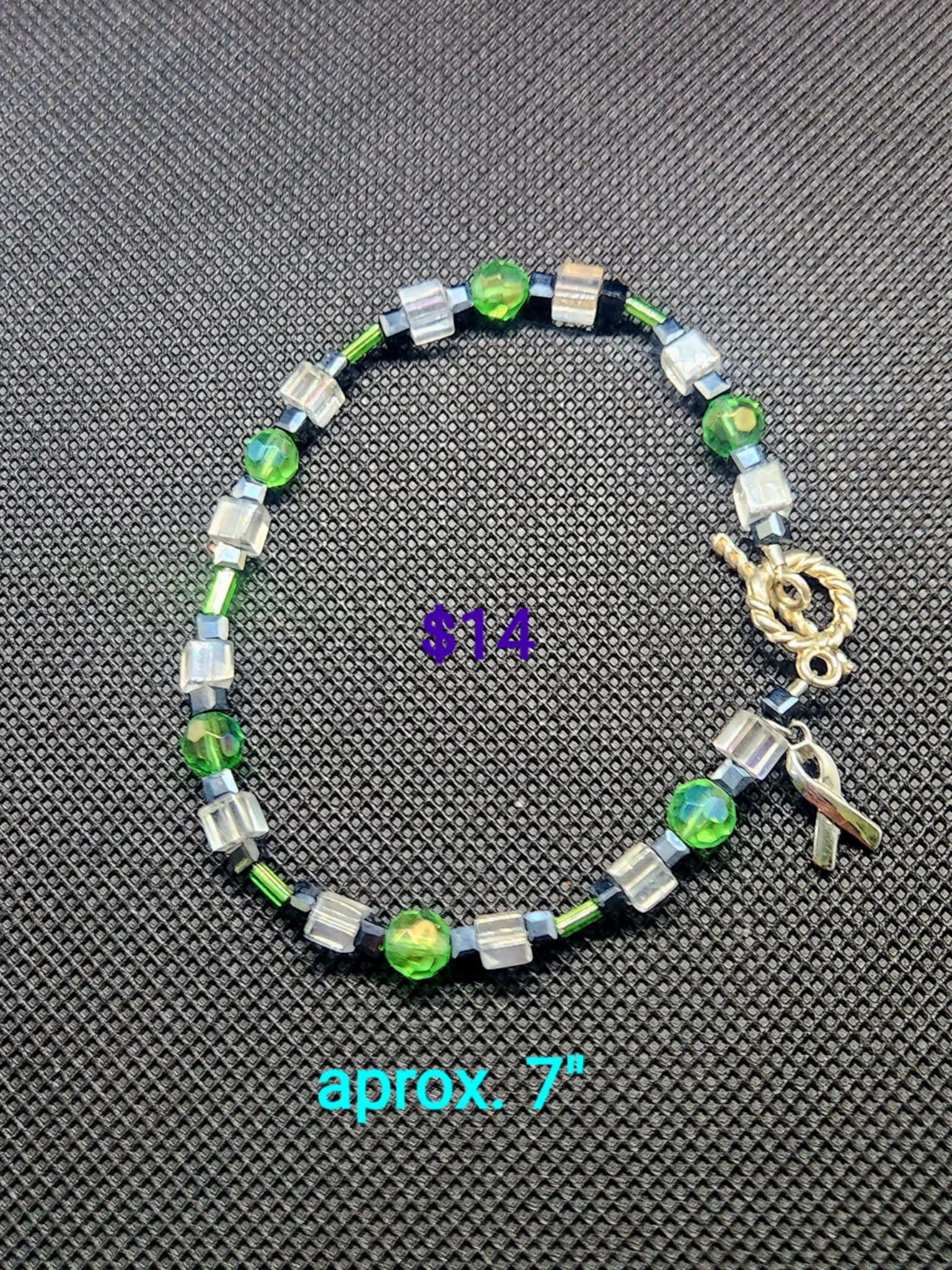 Green and Silver Beaded Bracelet