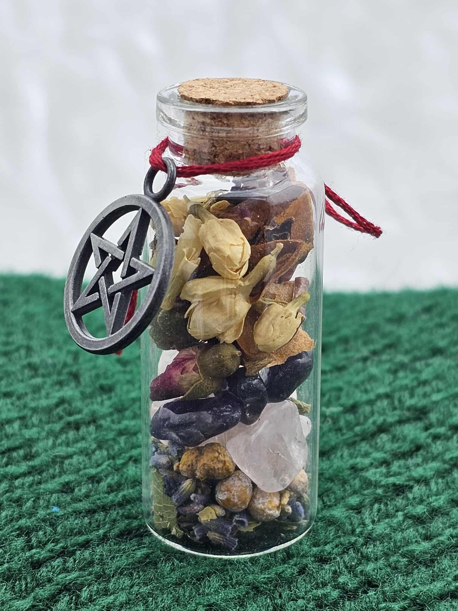 Love Spell Jar with Pentacle Charm