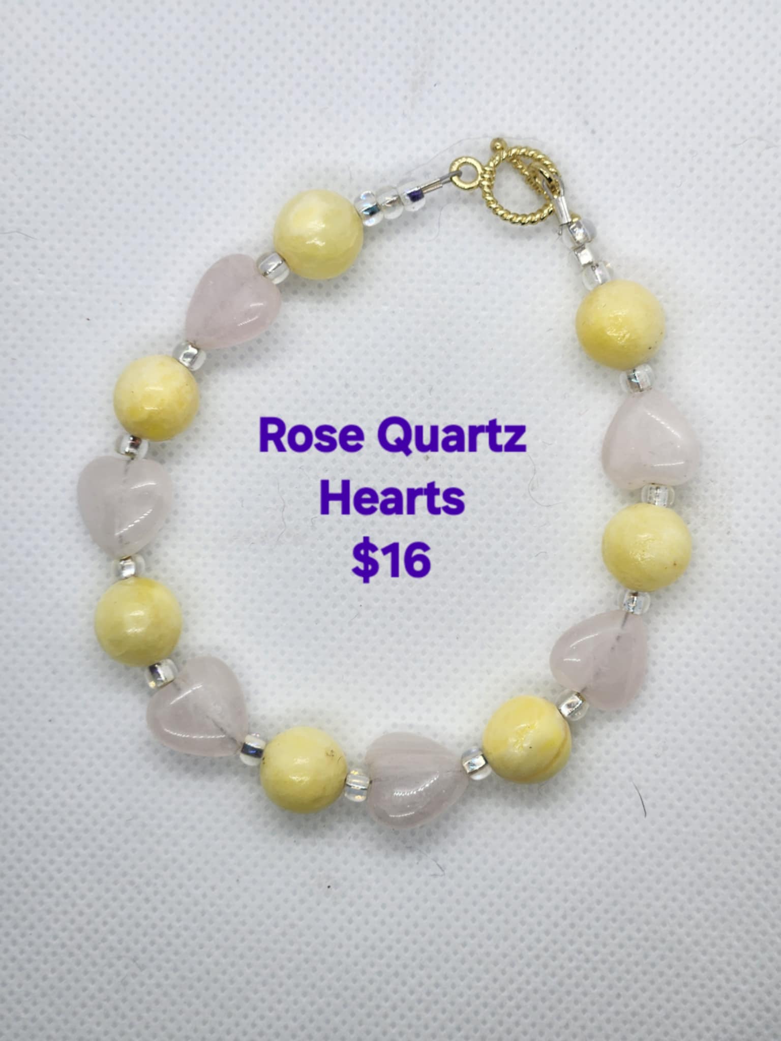 Rose Quartz Hearts Bracelet