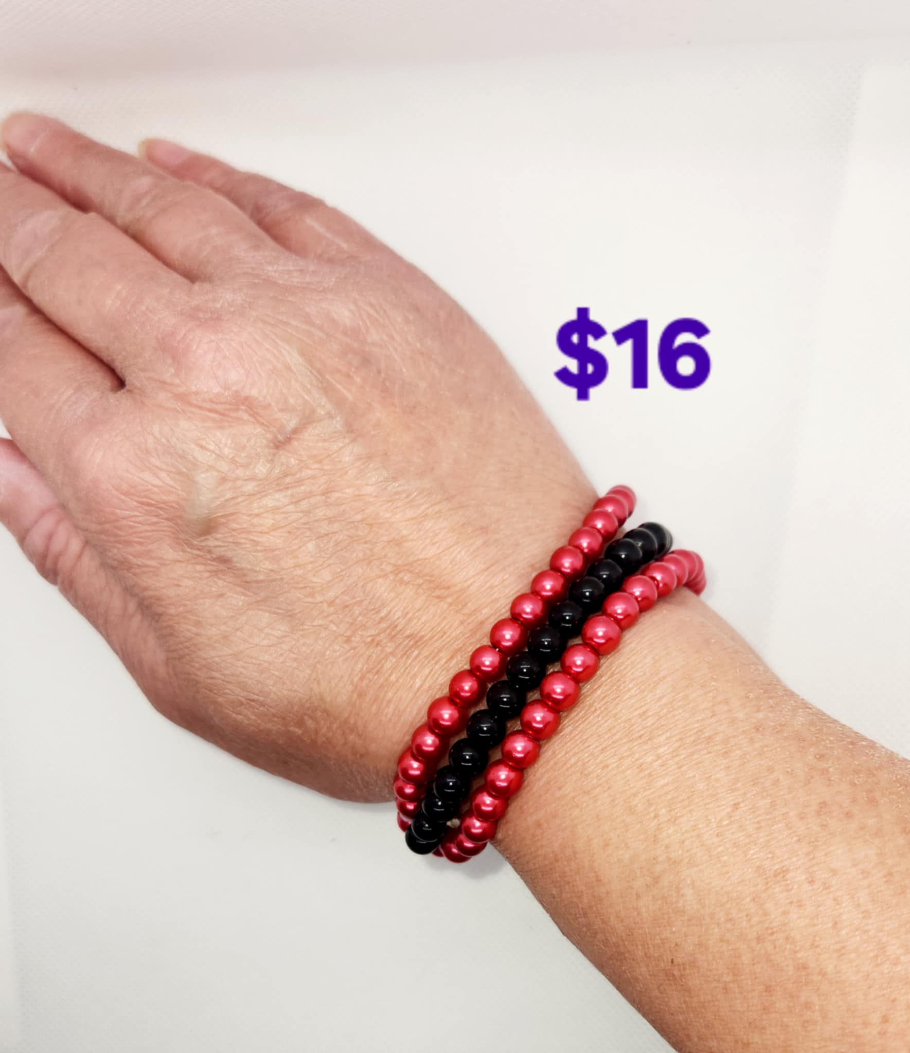 Red and Black Beaded Bracelets