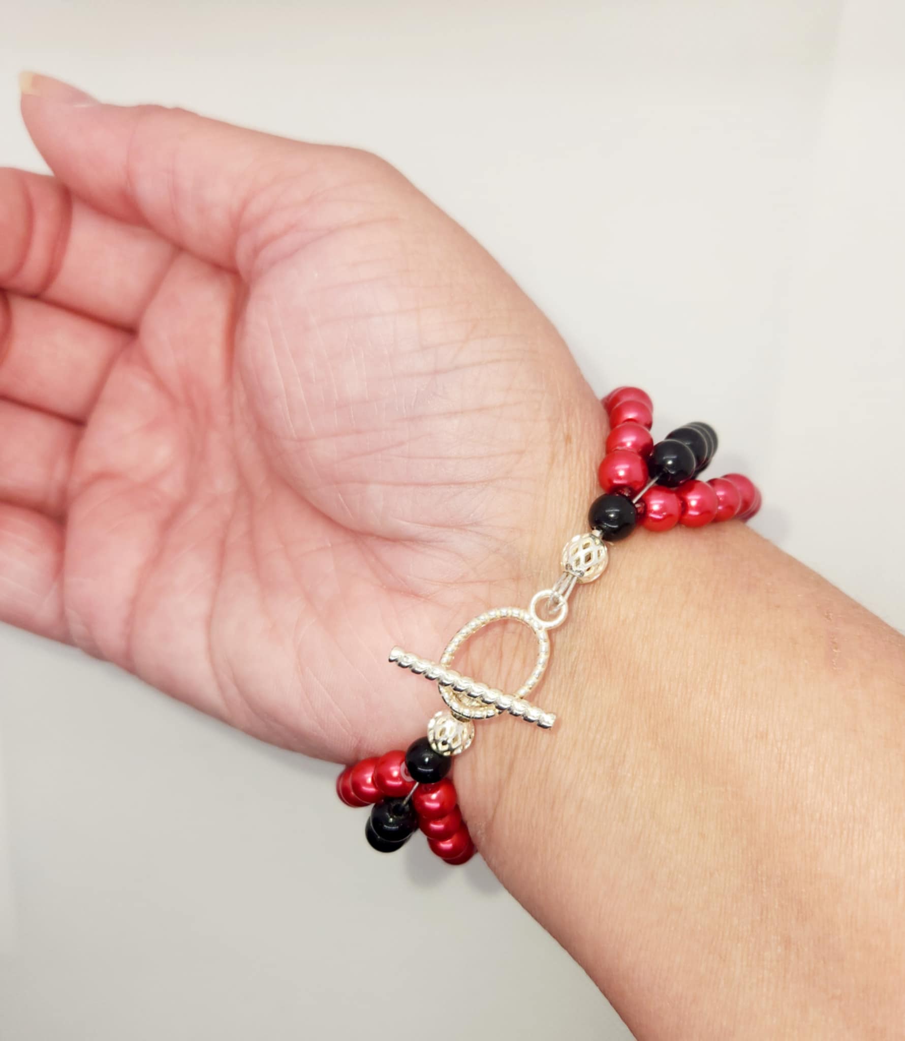 Red and Black Beaded Bracelets