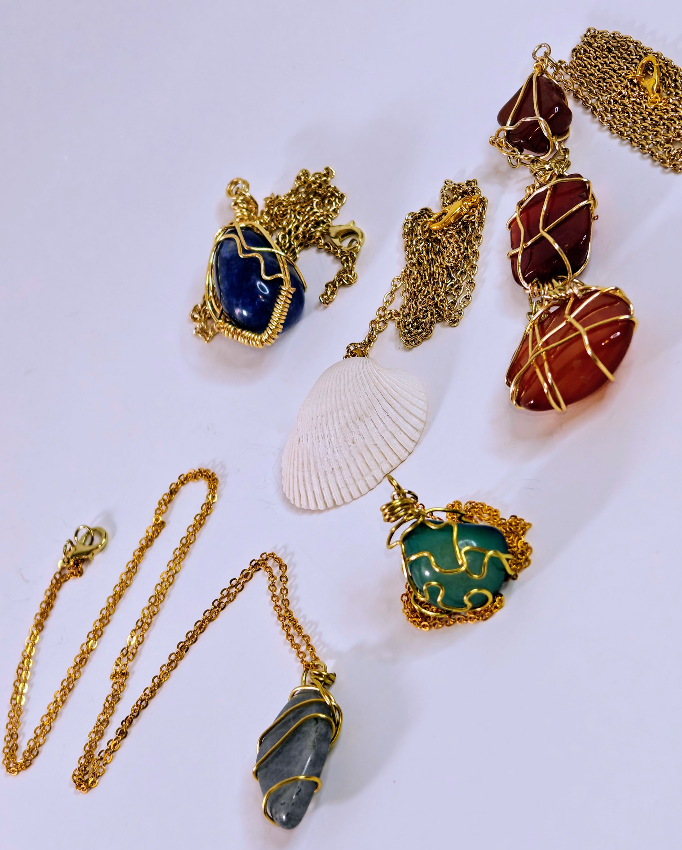 Handmade Labradorite Necklace - Gold Wire Wrapped Healing Crystal Pendant on Dainty Chain