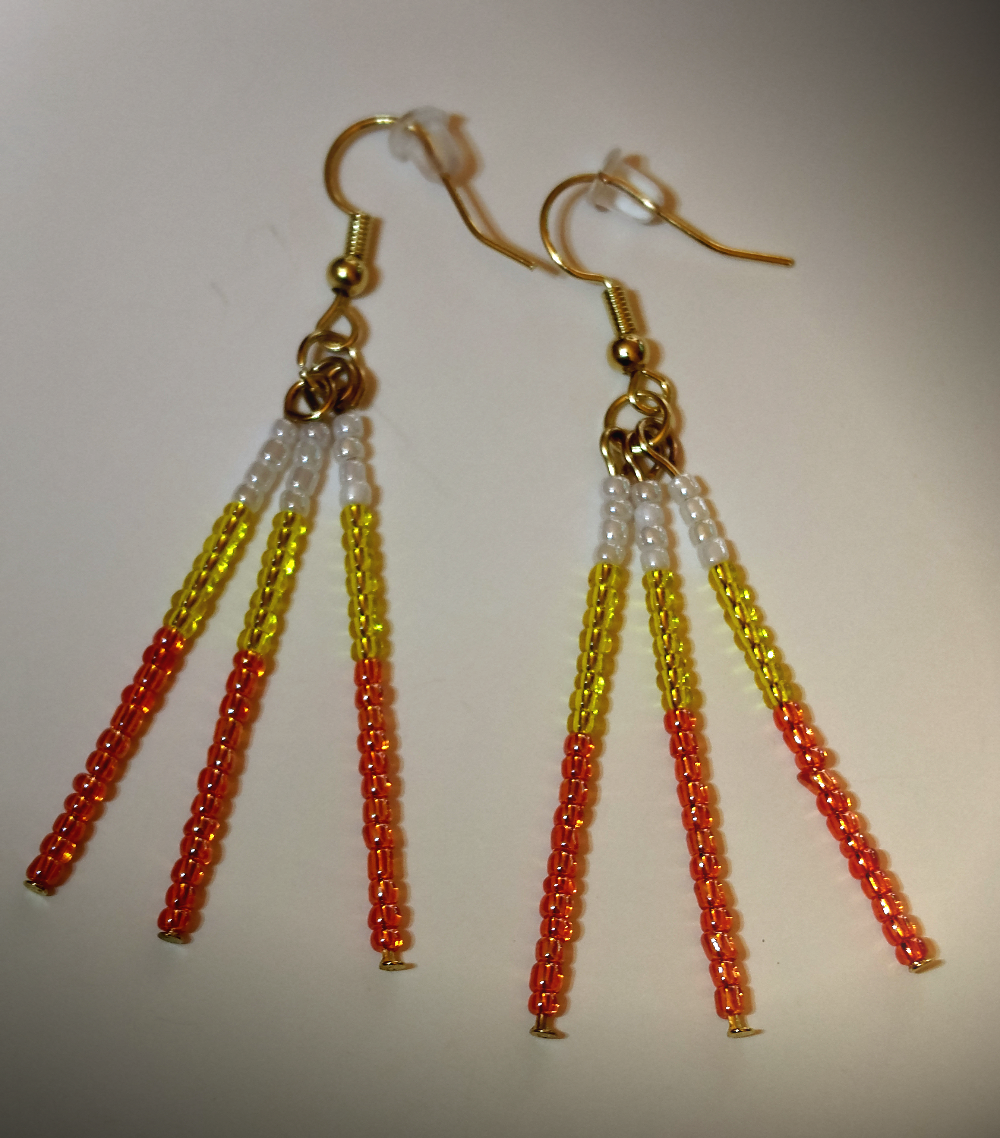 Handmade Candy Corn Beaded Earrings