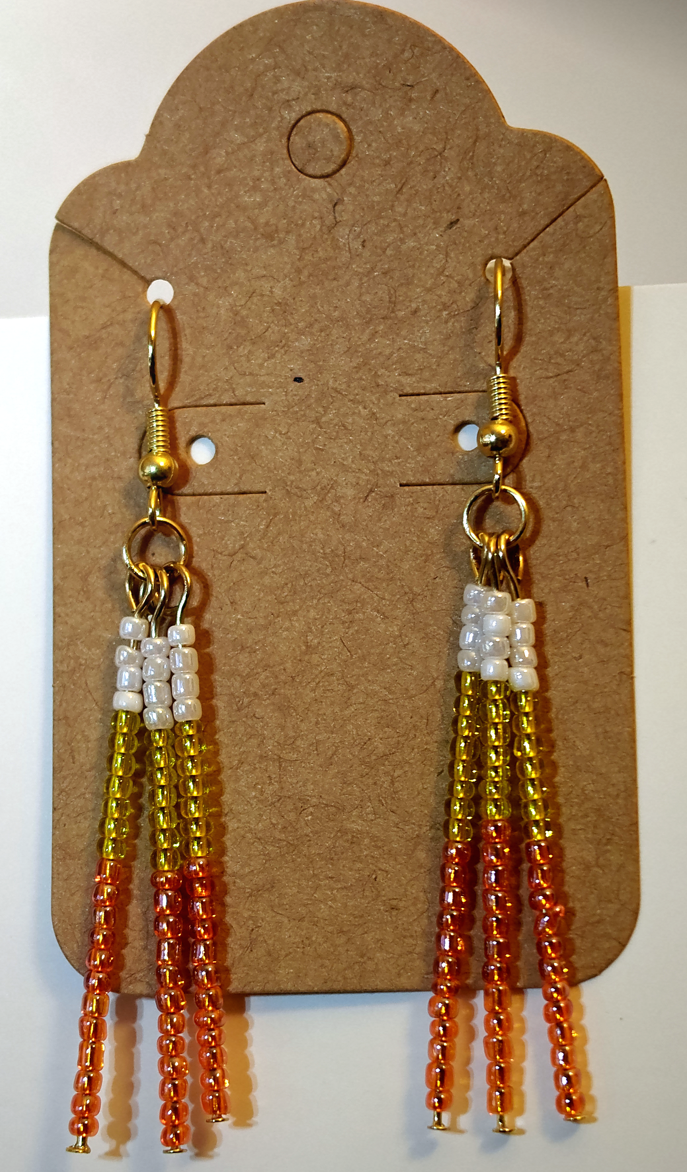 Handmade Candy Corn Beaded Earrings 