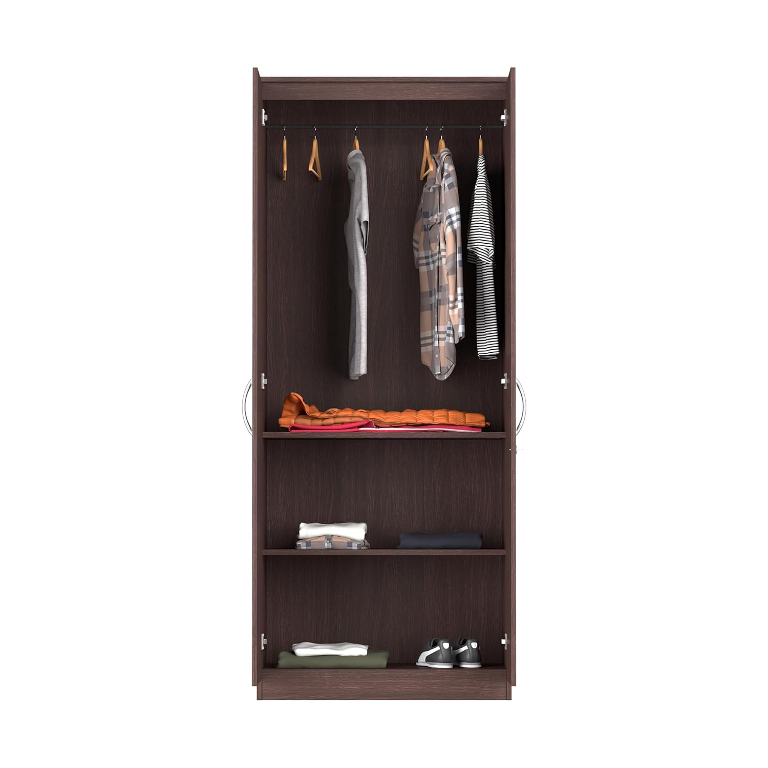 Elegant Wenge Finish 2- Door Wardrobe With Mirror