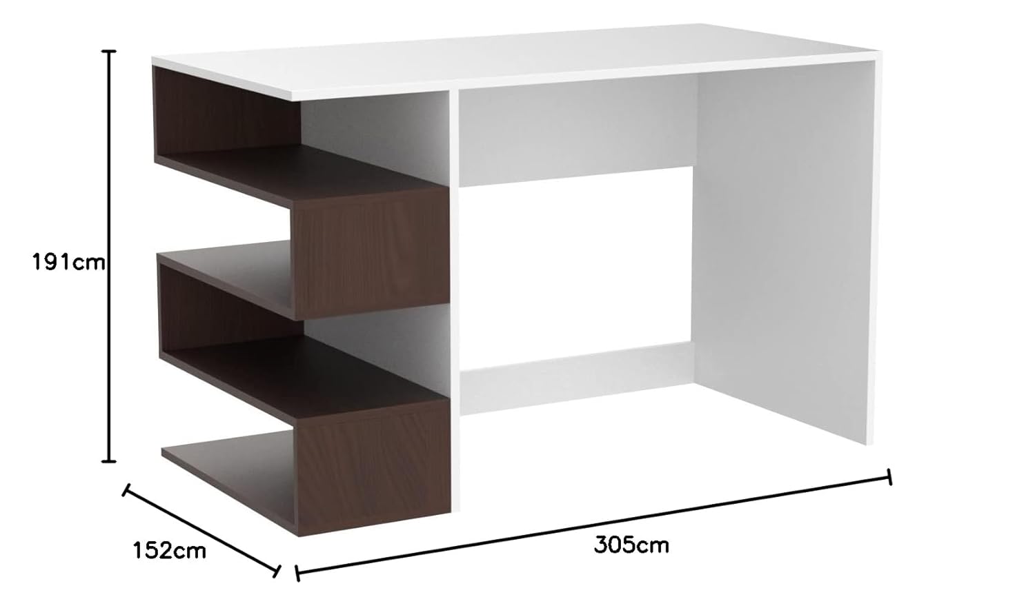 Study Desk(Walnut Finish,White)