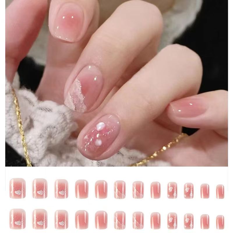 Pure desire style nude color gradient long wear nail 30 pieces finished nail art nail pieces