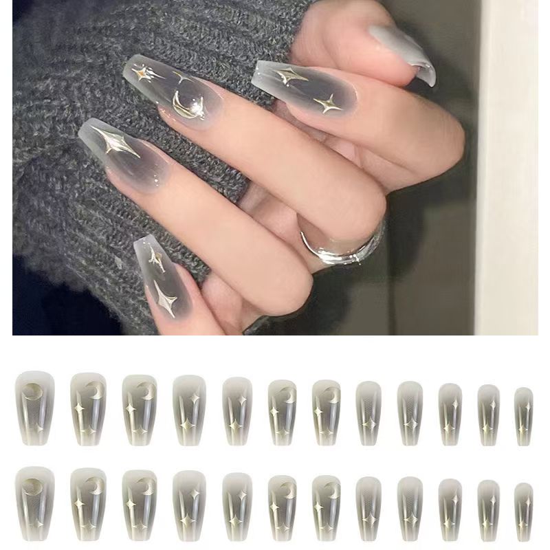 Internet celebrity nail art star stickers hot silver love star moon patch with adhesive nail decoration decals