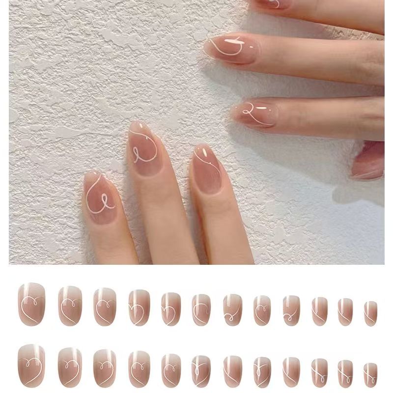 Love wear nails medium and long ins pure desire smudge nail art patches blush false nail pieces nail art nail pieces