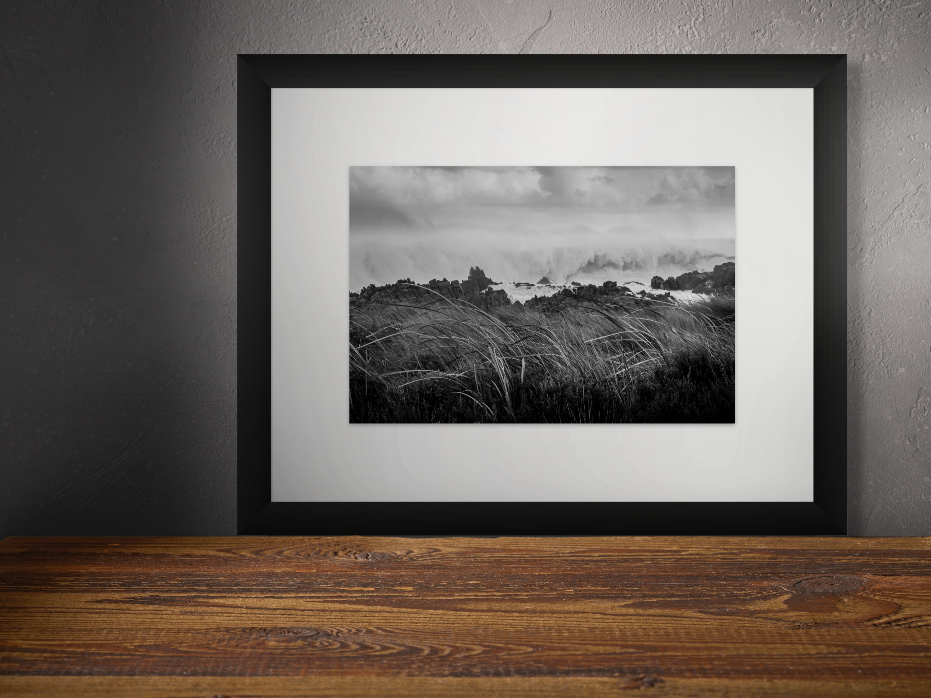 Coastal Fine Art Photography | Tempest's Edge Storm Scene Limited Edition Monochrome Landscape Wall Art