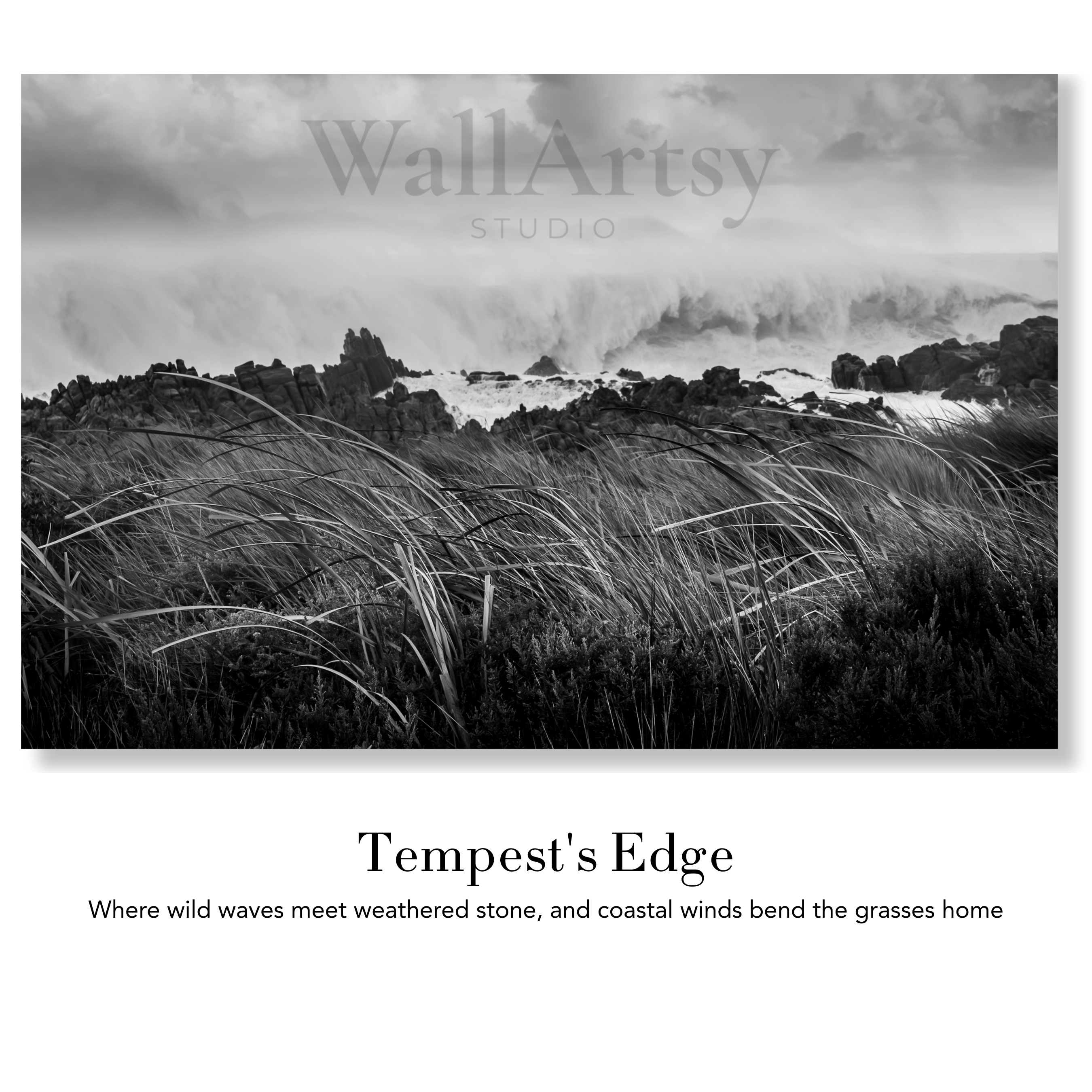 Coastal Fine Art Photography | Tempest's Edge Storm Scene Limited Edition Monochrome Landscape Wall Art