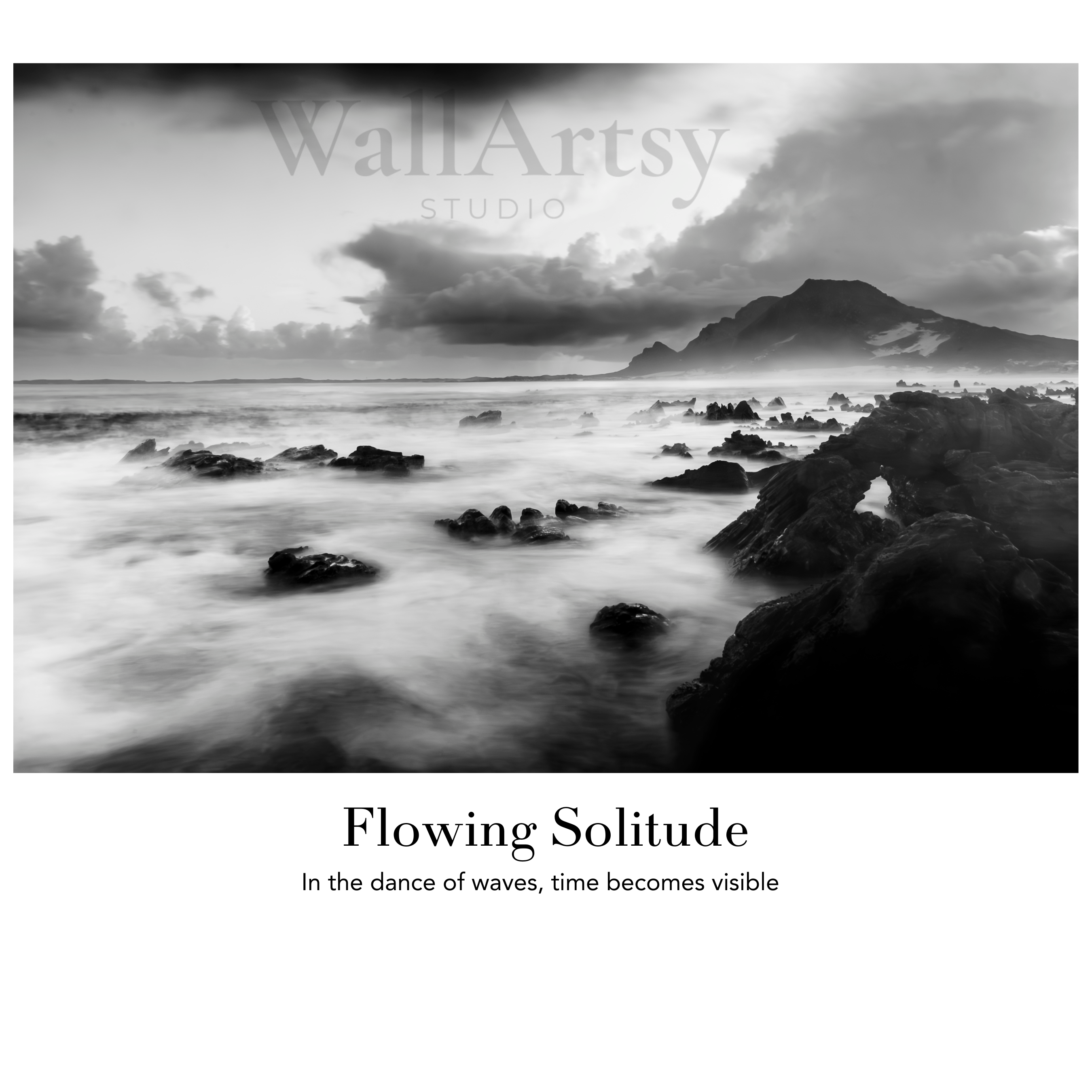 Coastal Fine Art Photography | Flowing Solitude Long Exposure Limited Edition Monochrome Seascape Wall Art