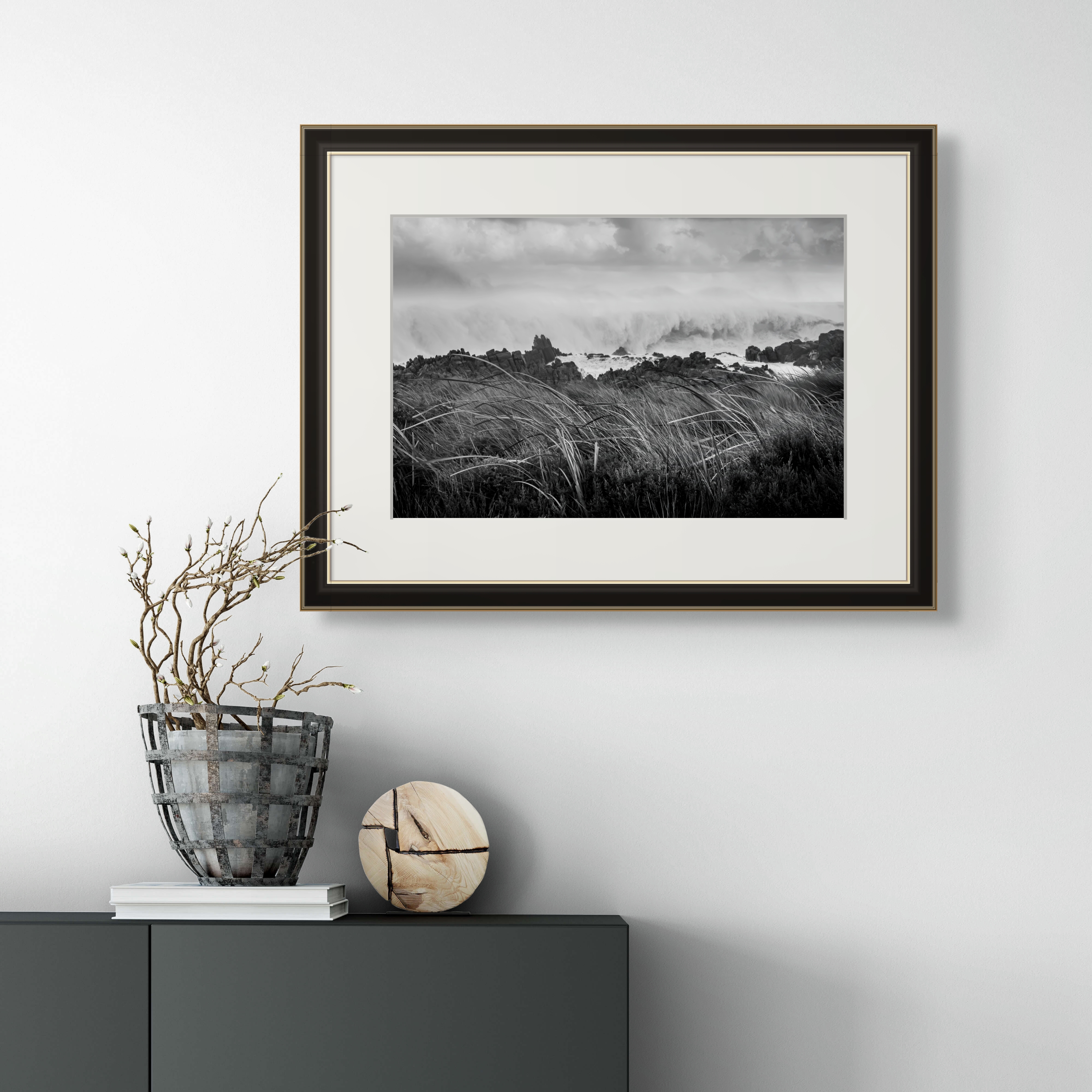 Coastal Fine Art Photography | Tempest's Edge Storm Scene Limited Edition Monochrome Landscape Wall Art