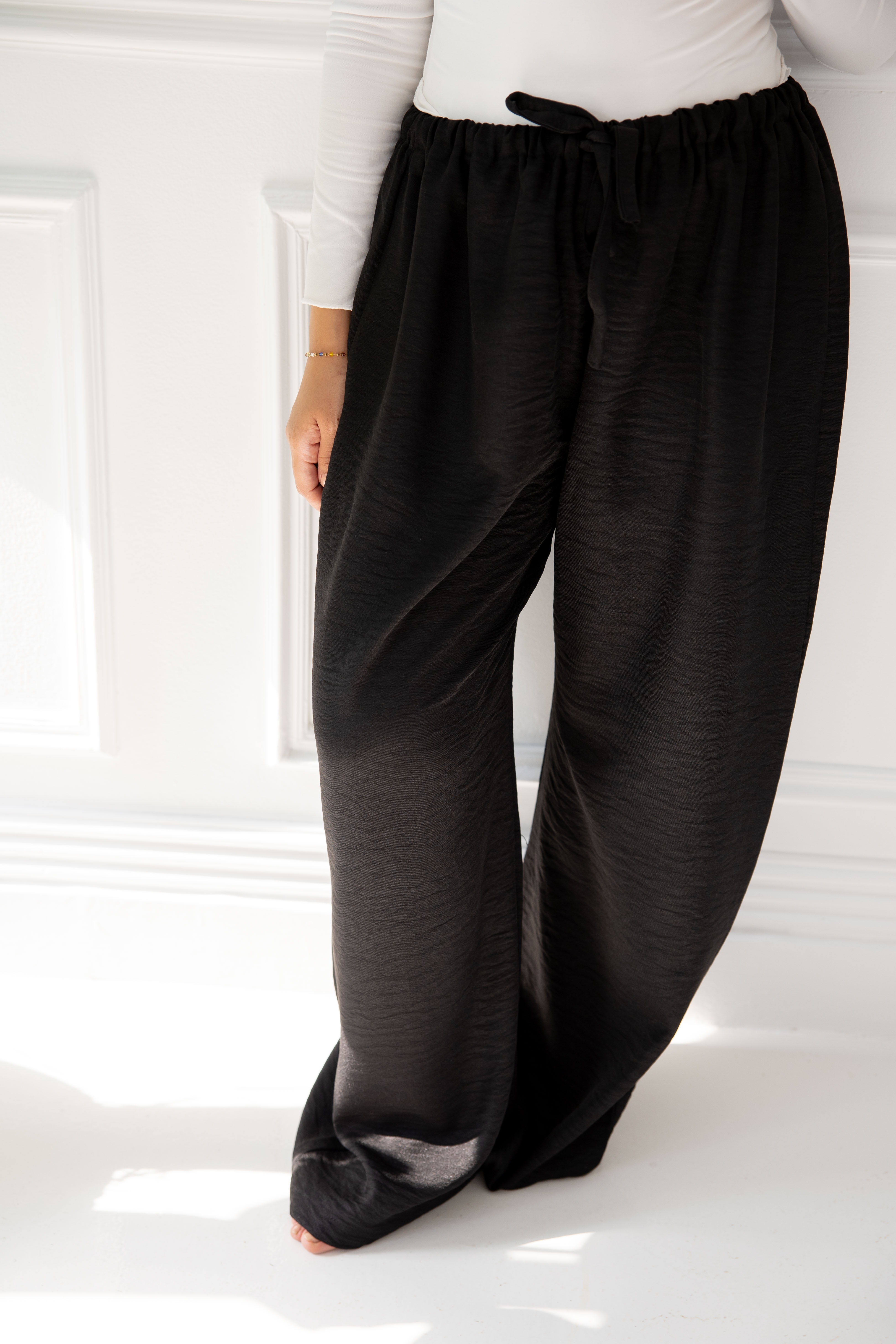  Wide Linen Pants - Black