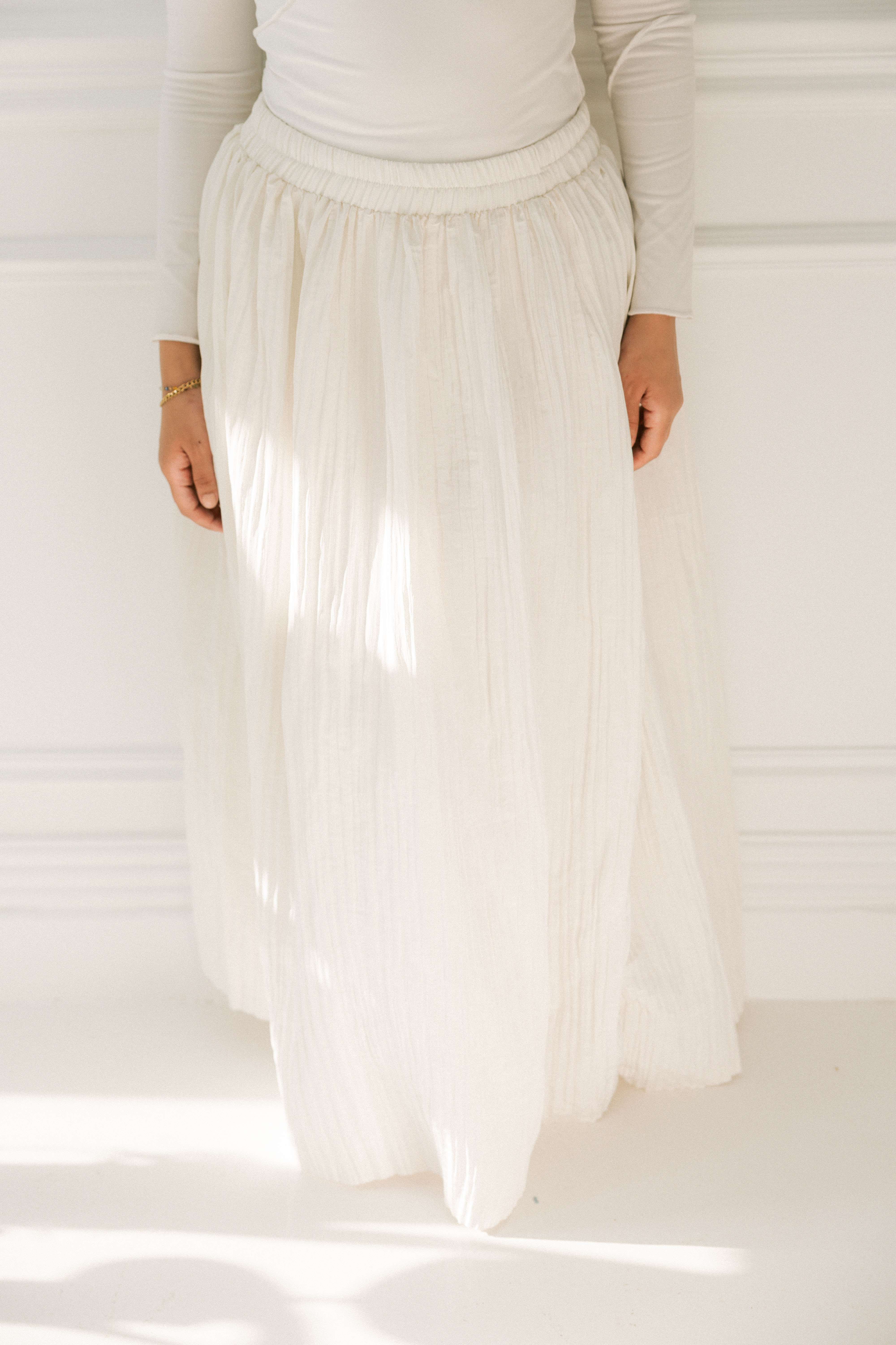 Crushed Skirt - White
