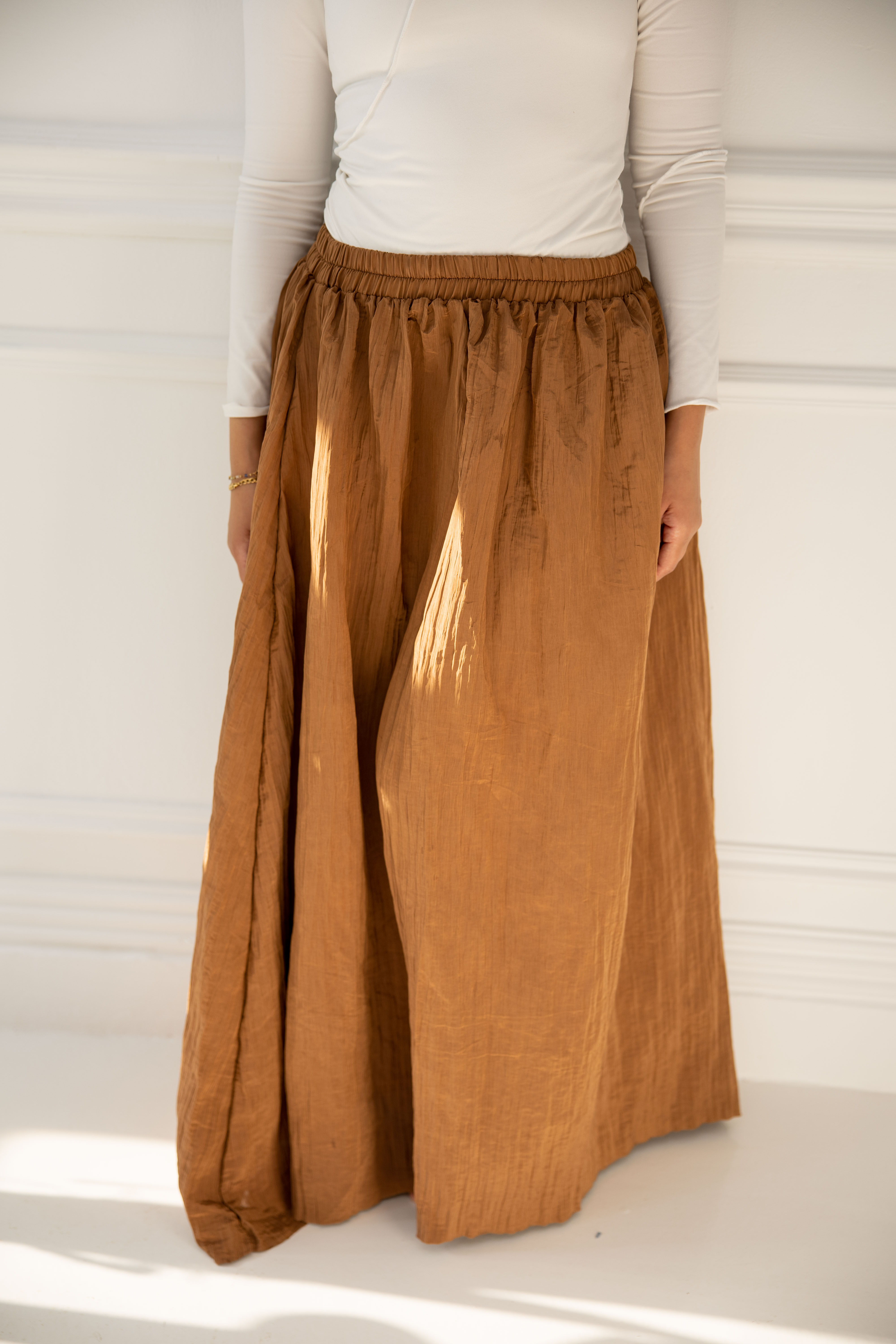 Crushed Skirt - Brown