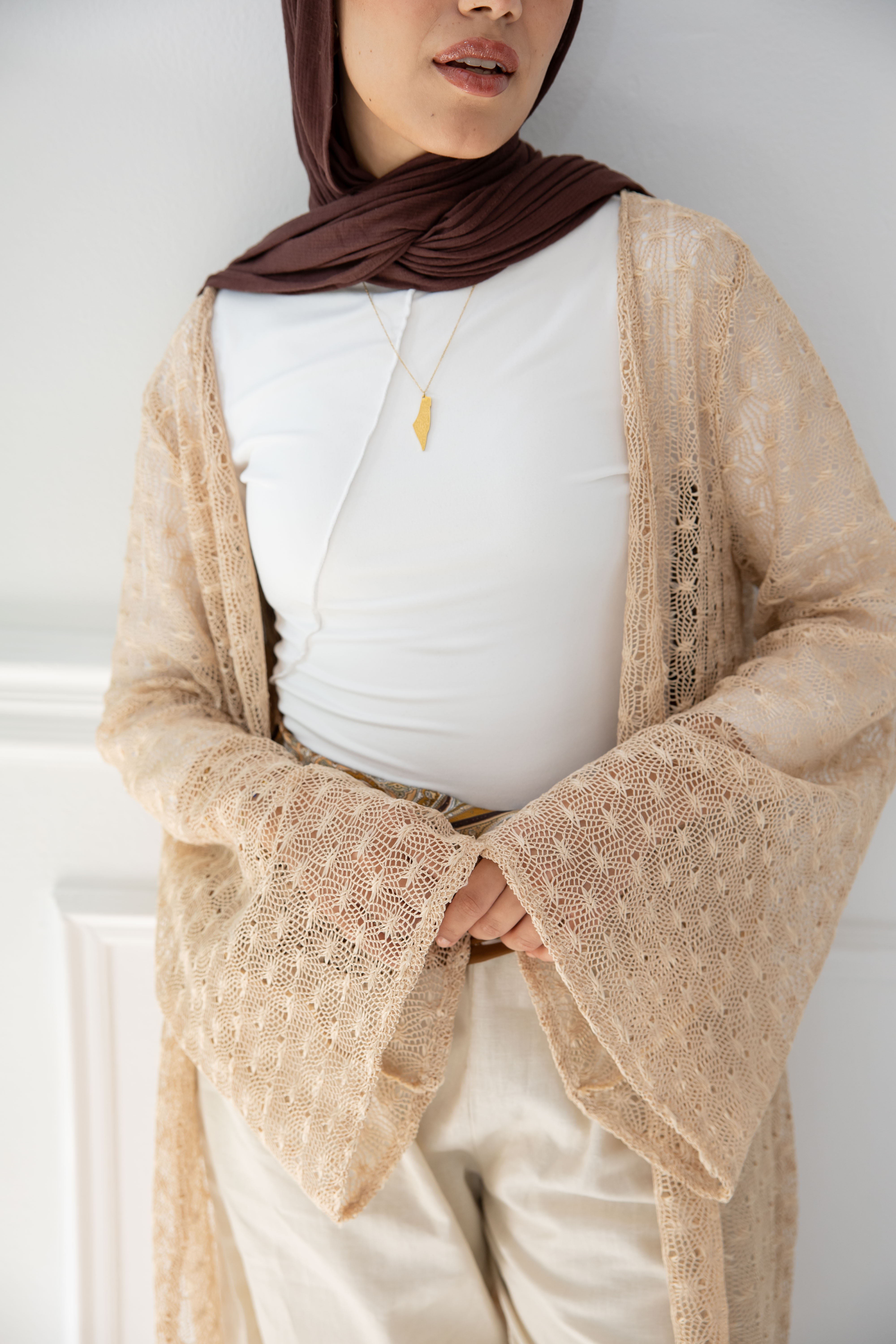 Net Cardigan - Beige