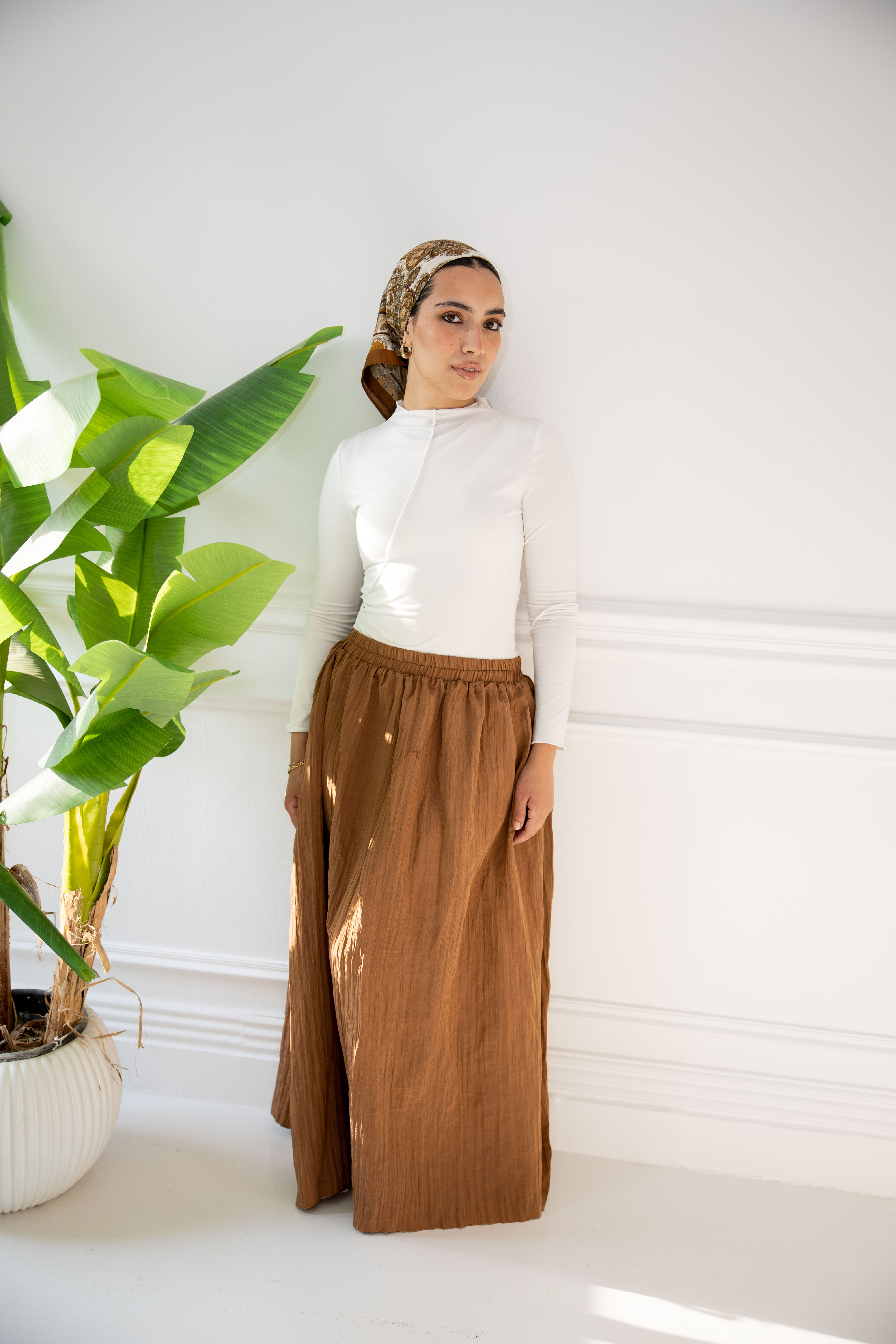 Crushed Skirt - Brown