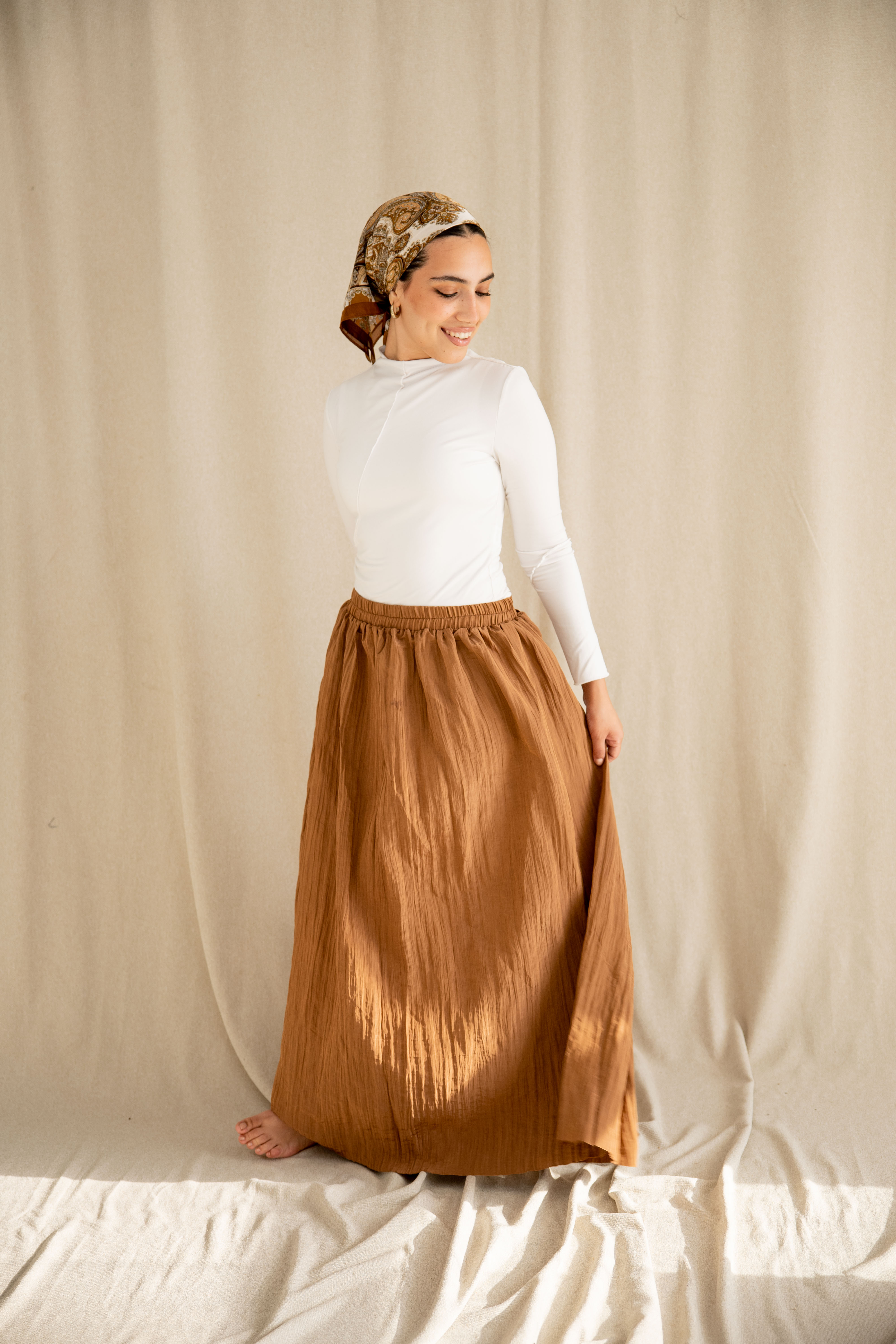 Crushed Skirt - Brown