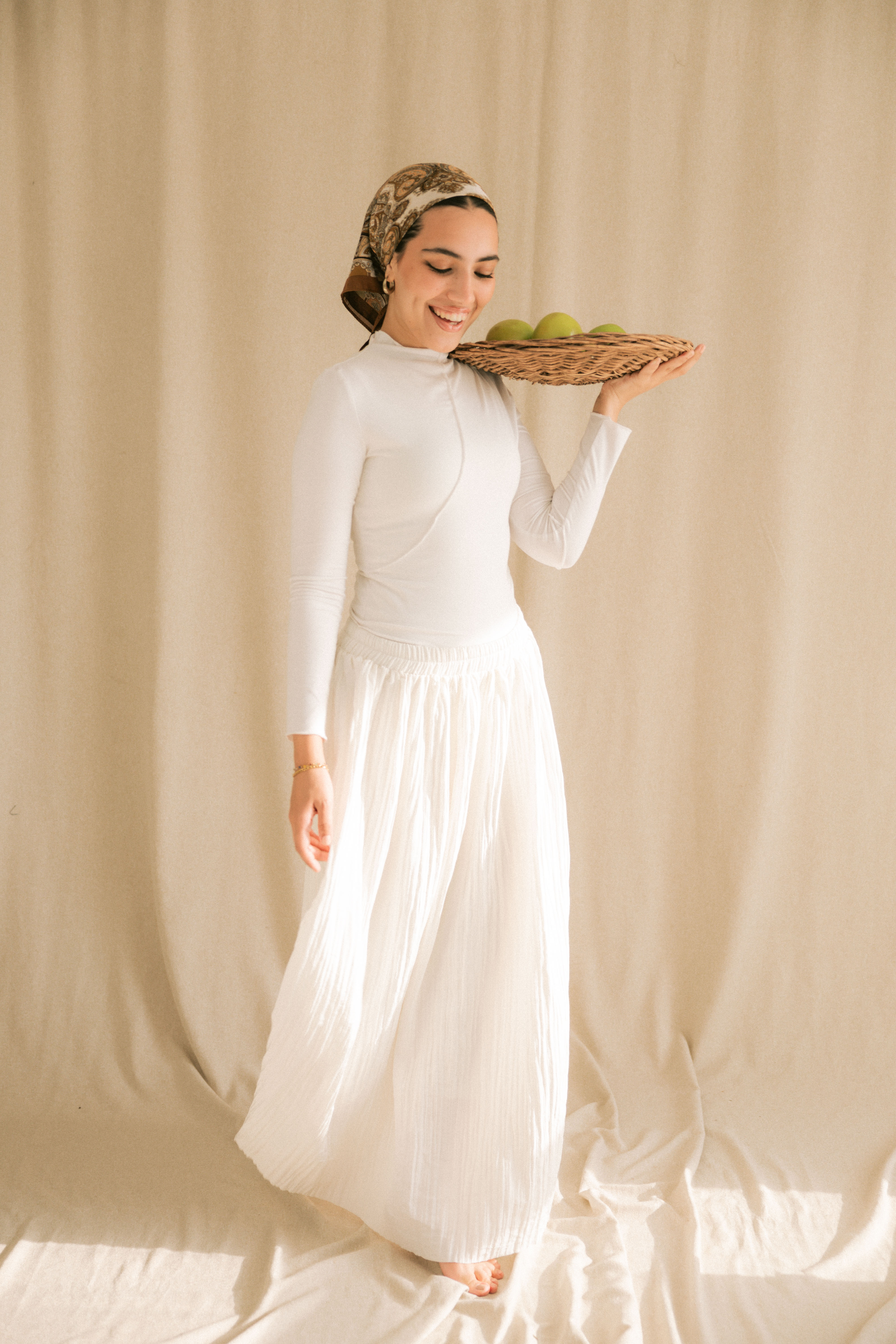 Crushed Skirt - White