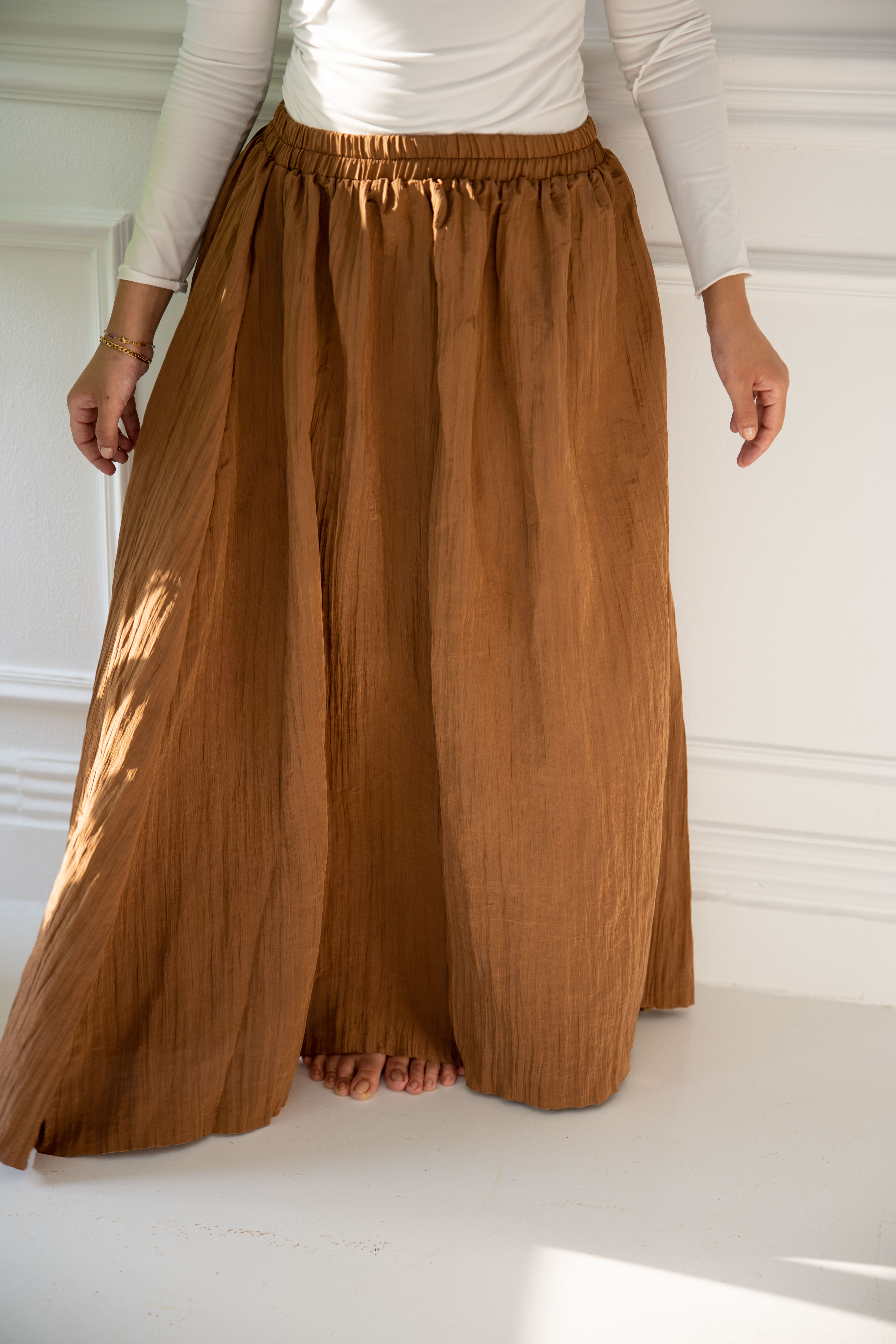 Crushed Skirt - Brown