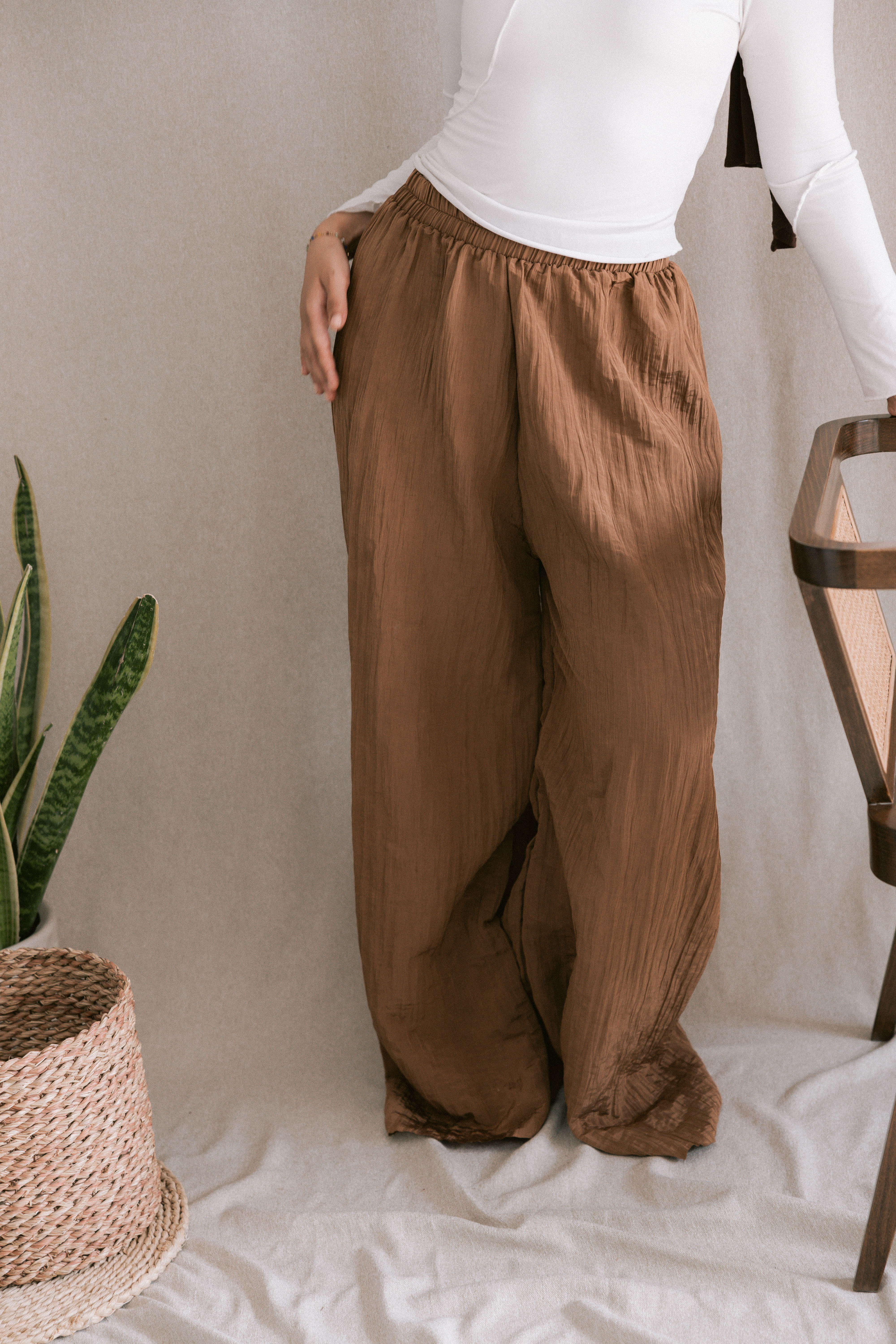 Crushed Pants - Brown