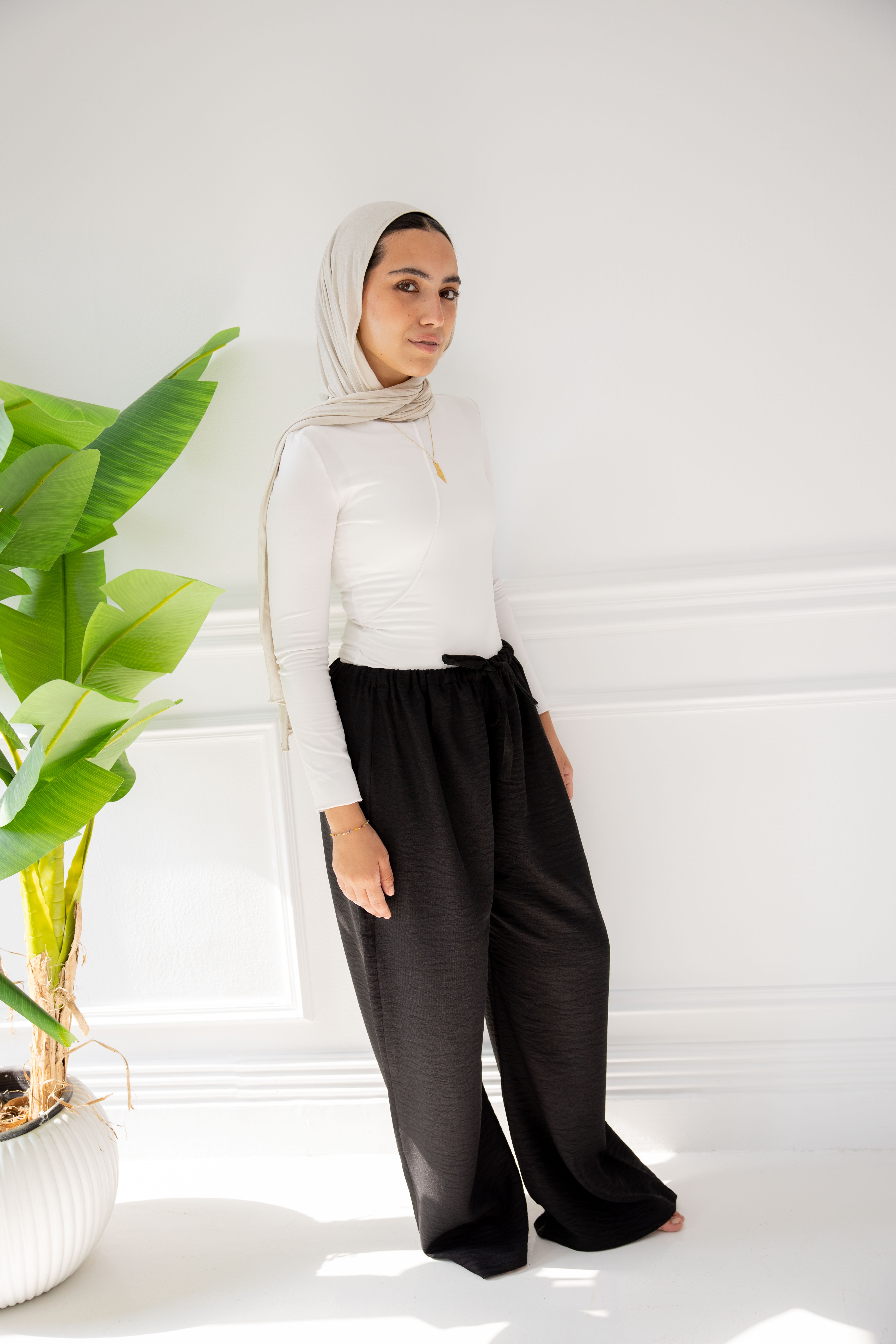  Wide Linen Pants - Black