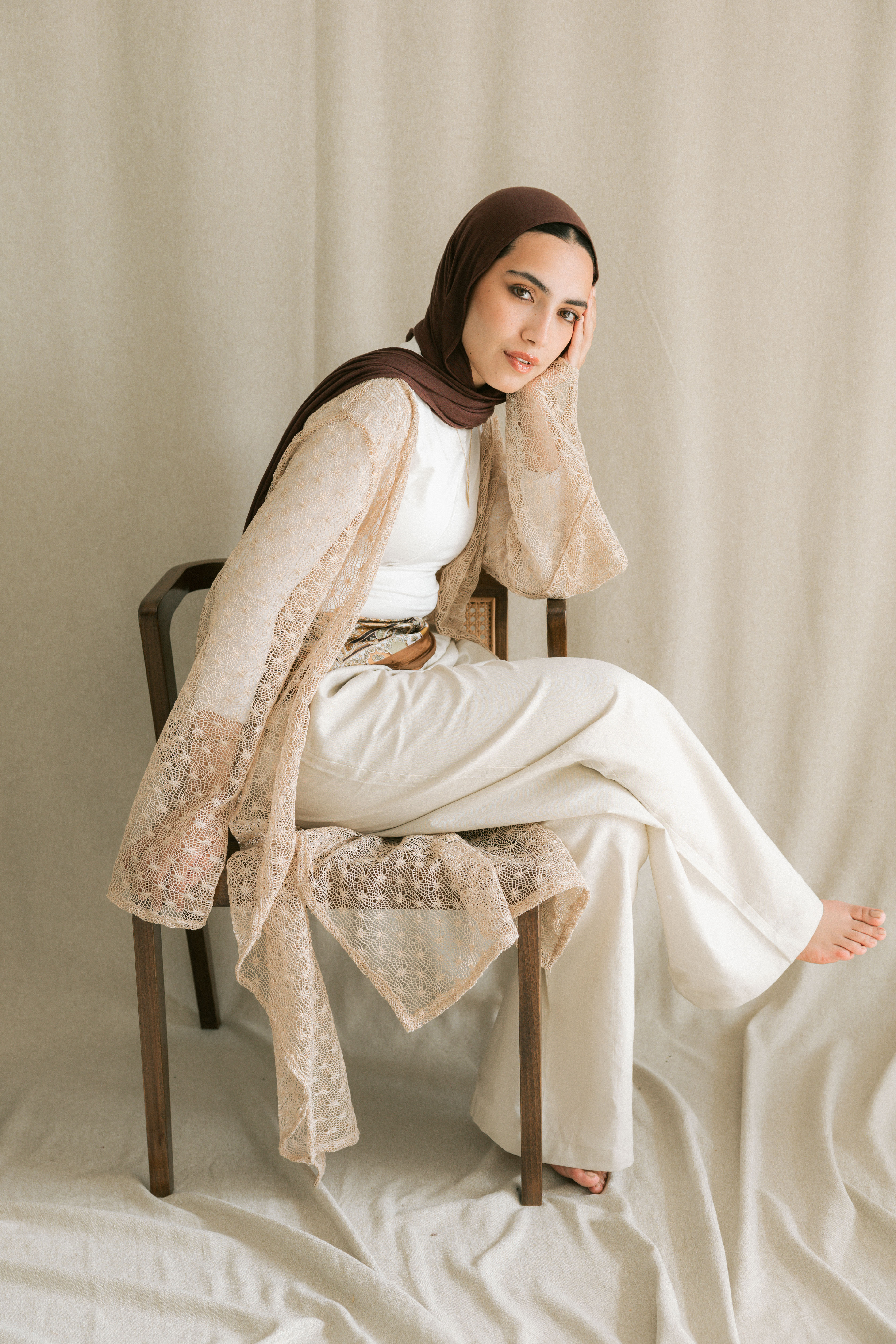 Net Cardigan - Beige
