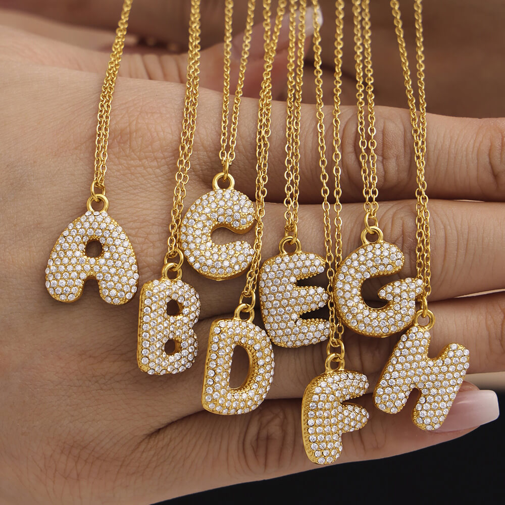 Gold Alphabet Initial Necklaces