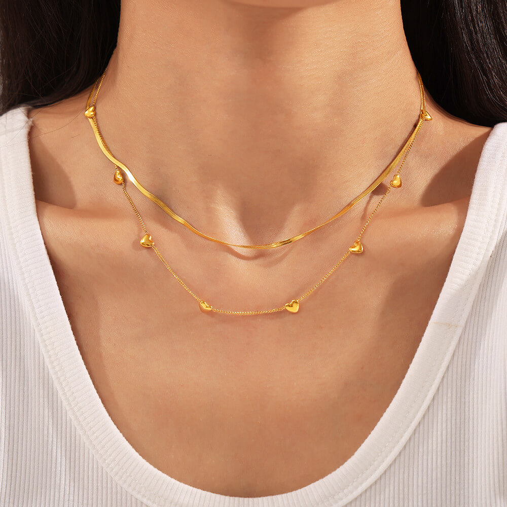 Gold Layered Heart Necklace 