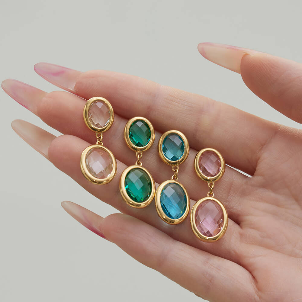 Gemstone Drop Earrings 