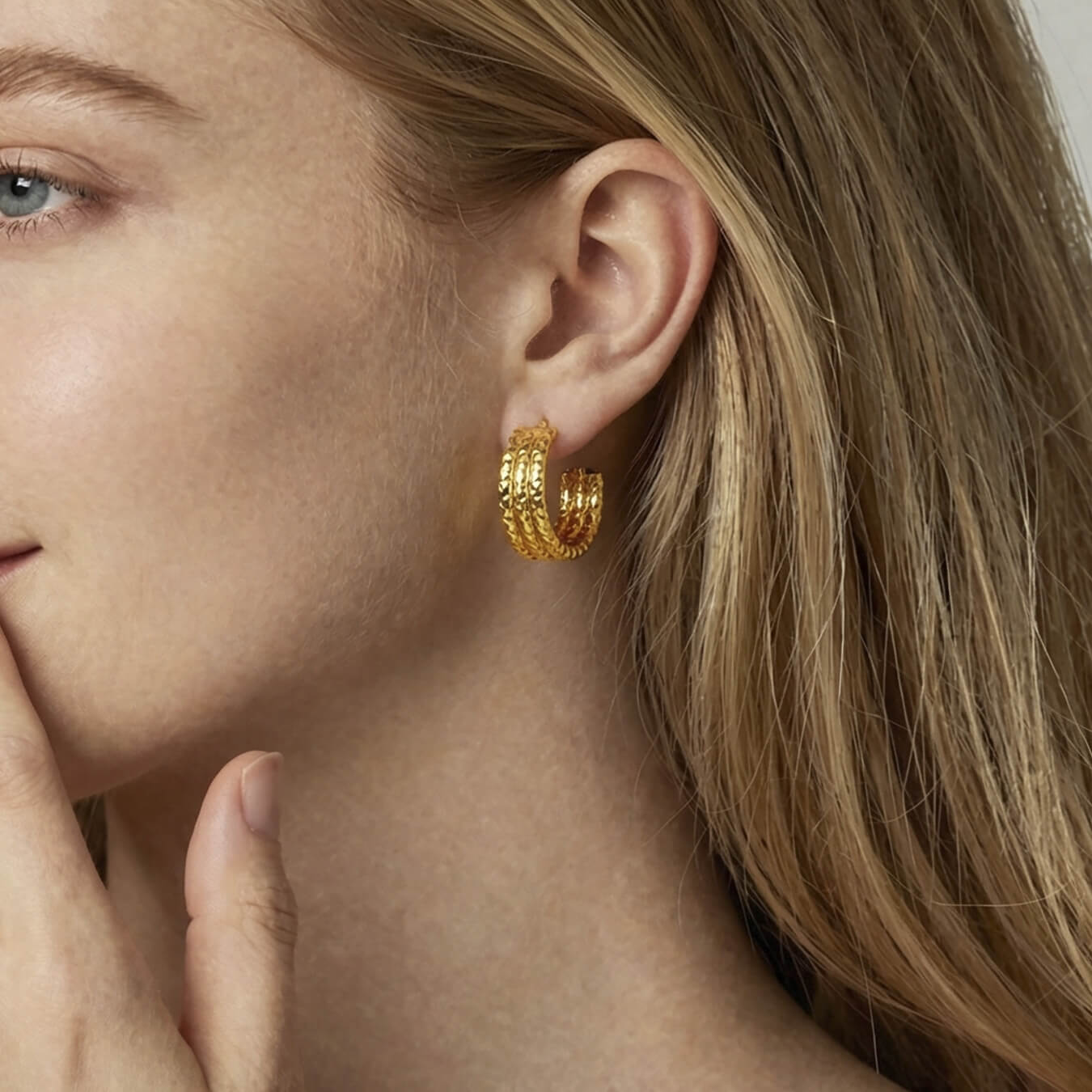 Gold Textured Hoop Earrings