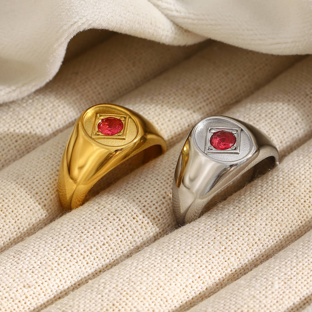 Ruby Accent Signet Ring 