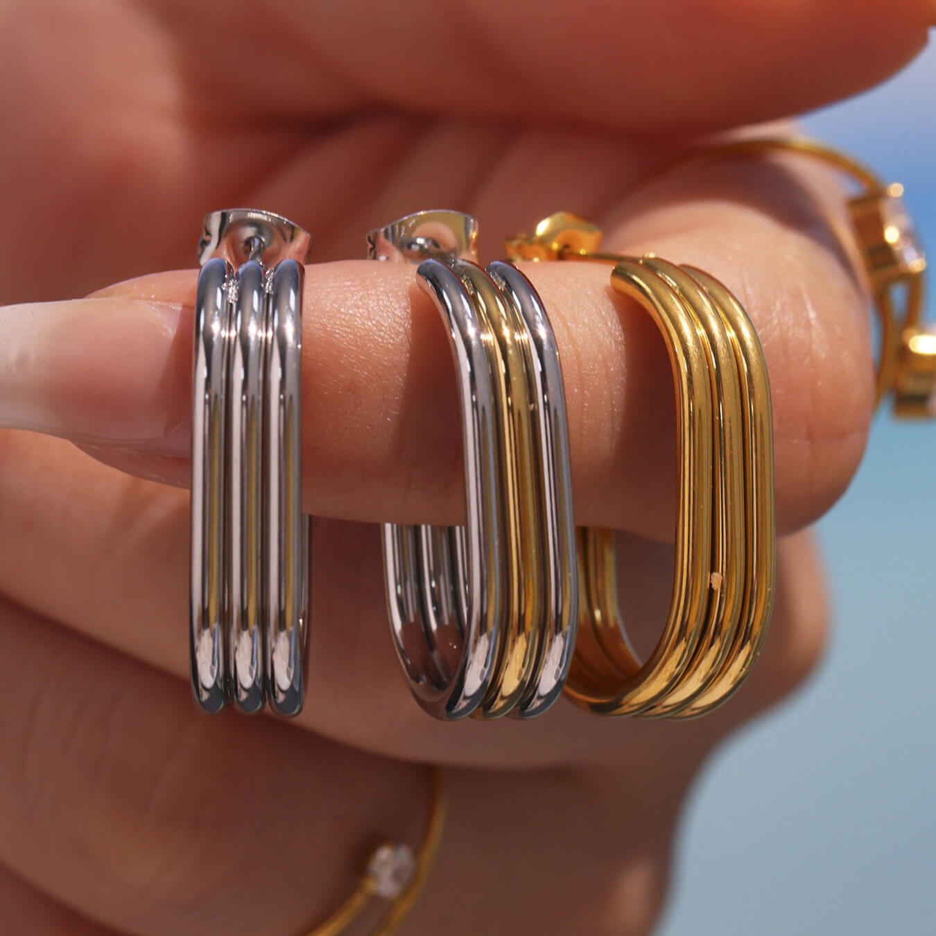 Triple Band Hoop Earrings