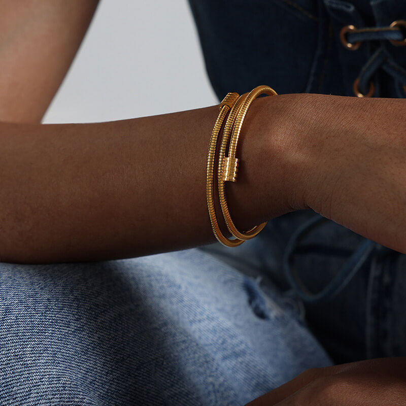 Gold Snake Chain Bangle