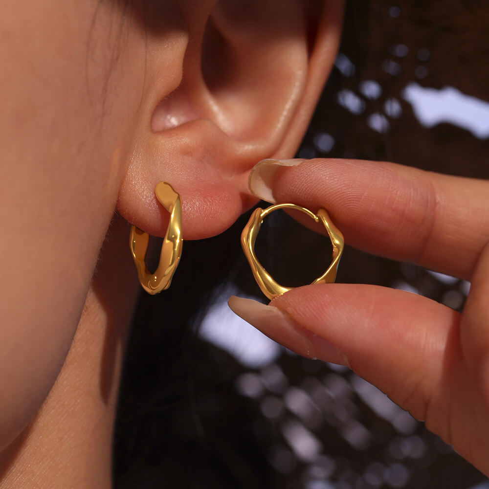 Gold Textured Hoop Earrings
