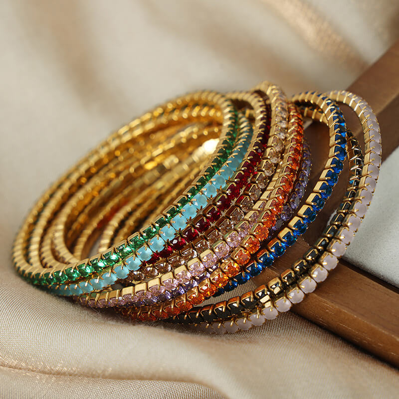 Rainbow Gemstone Bangles Set