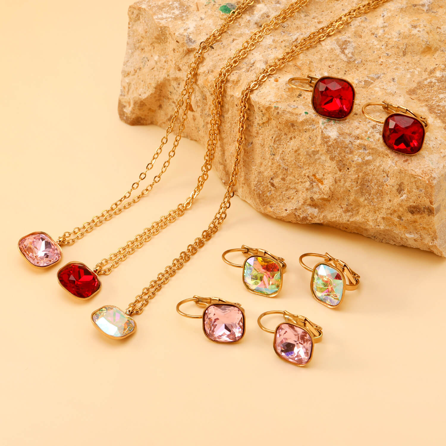 Gemstone Pendant & Earring Set