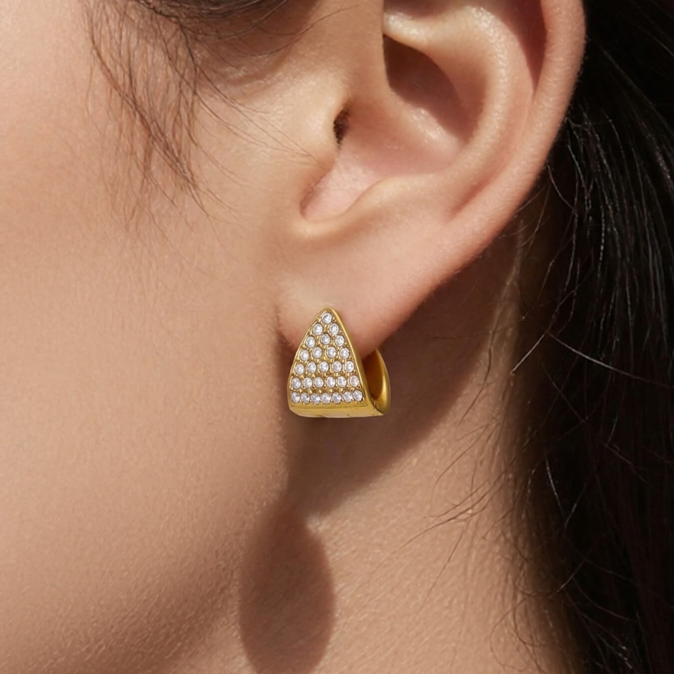 Gold Triangle Stud Earrings