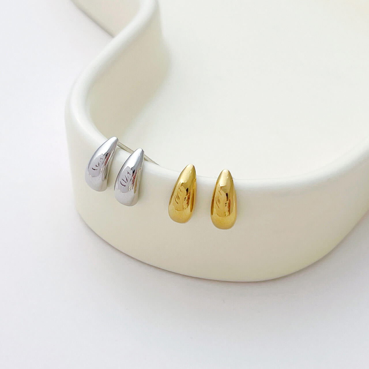 Metallic Teardrop Stud Earrings