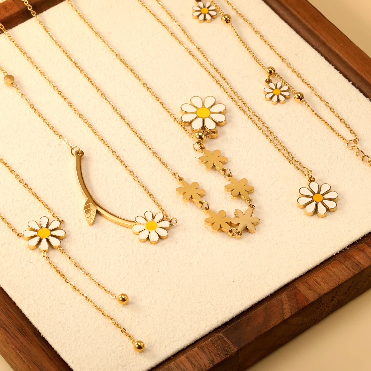 Daisy Blossom Gold Plated Necklace Set