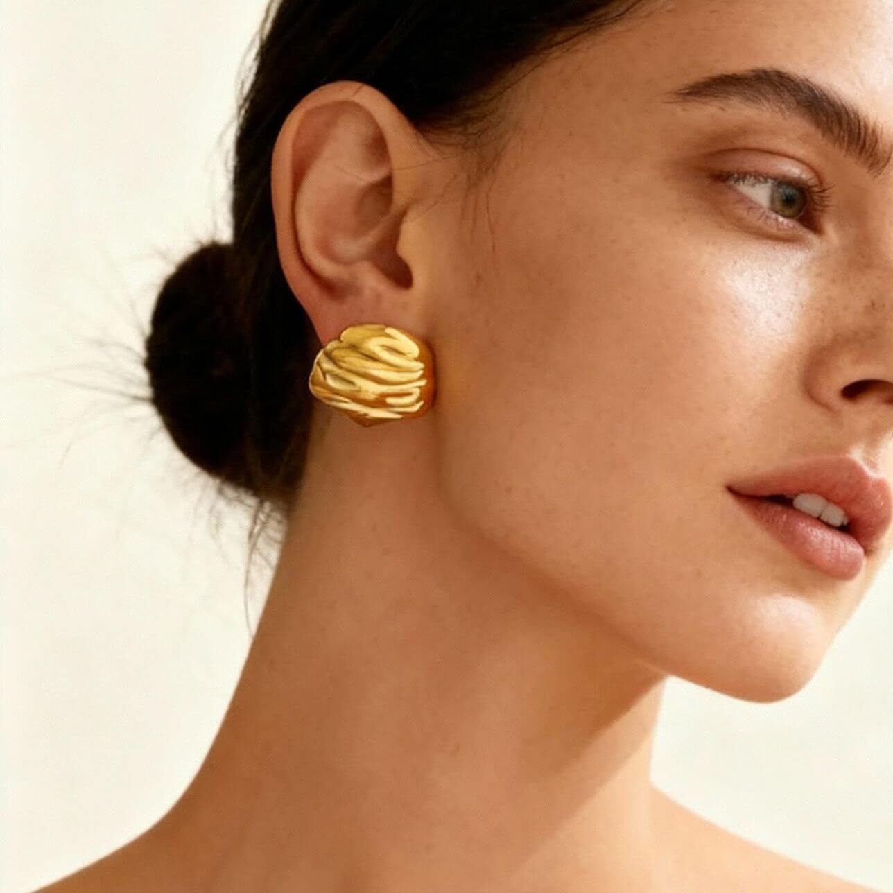 Gold Textured Hoop Earrings