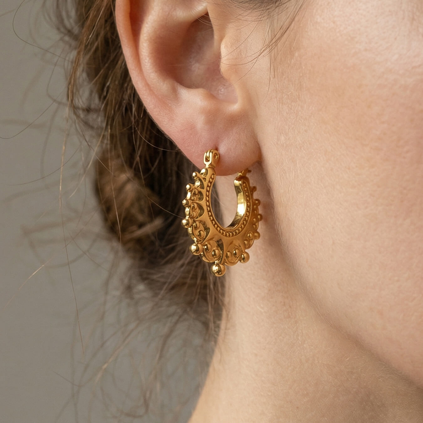 Bohemian Gold-Finish Hoop Earrings