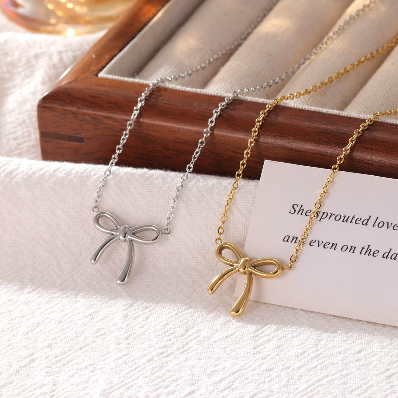 Elegant Bow Pendant Necklace