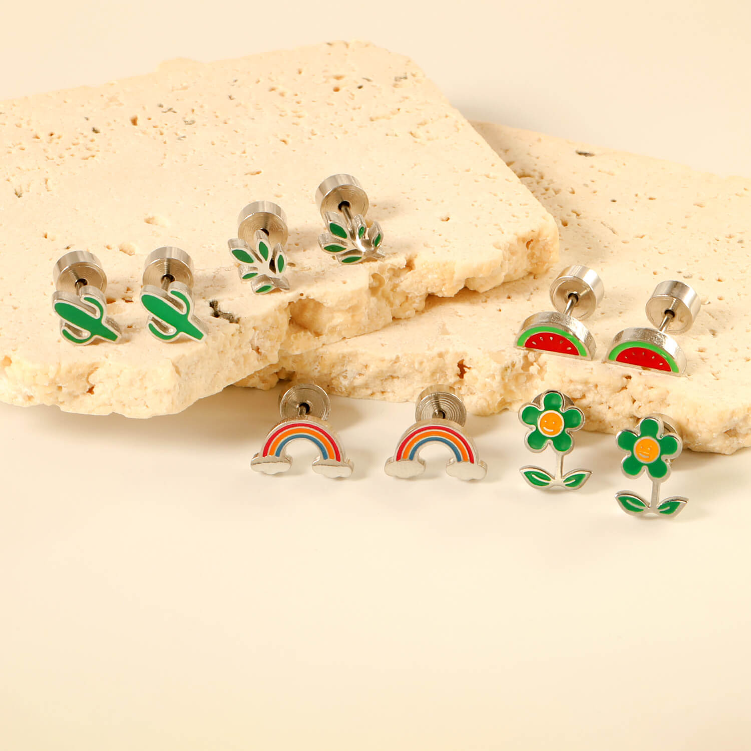 Colorful Enamel Stud Earrings 