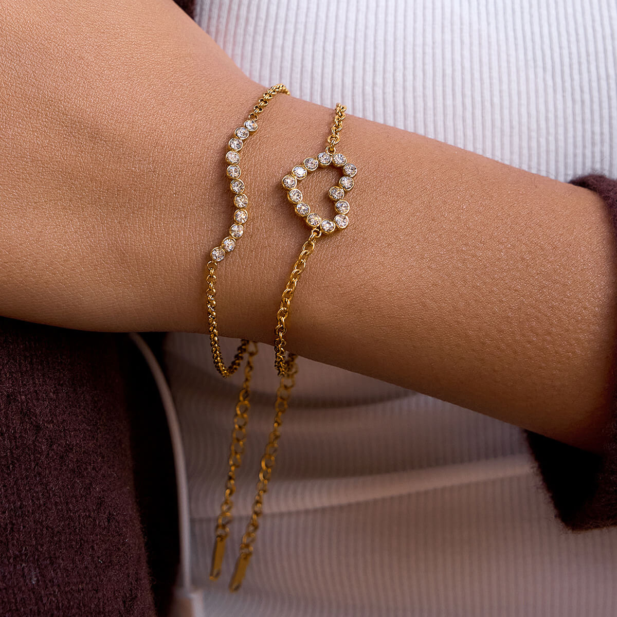 Gold Heart & Infinity Bracelet Set