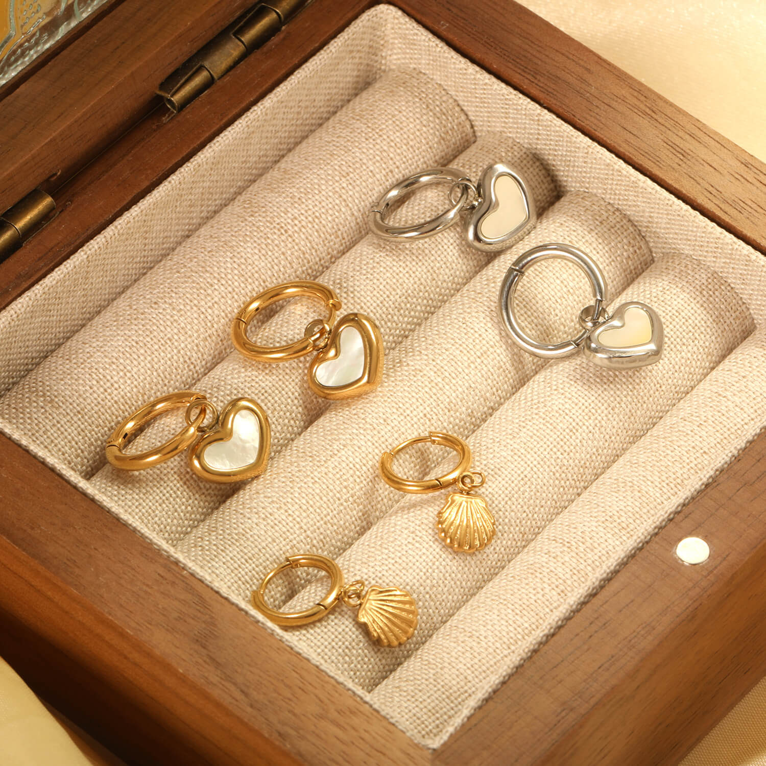 Heart & Shell Hoop Earring 