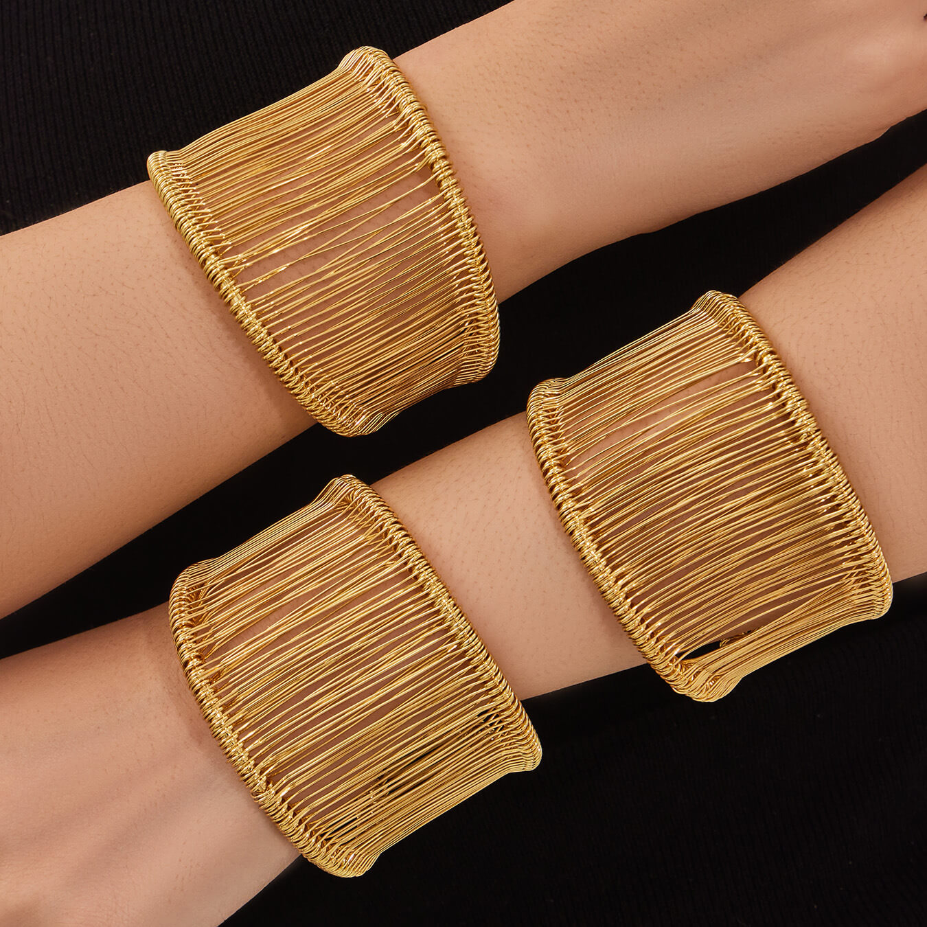 Wide Gold Wire Cuff Bracelet