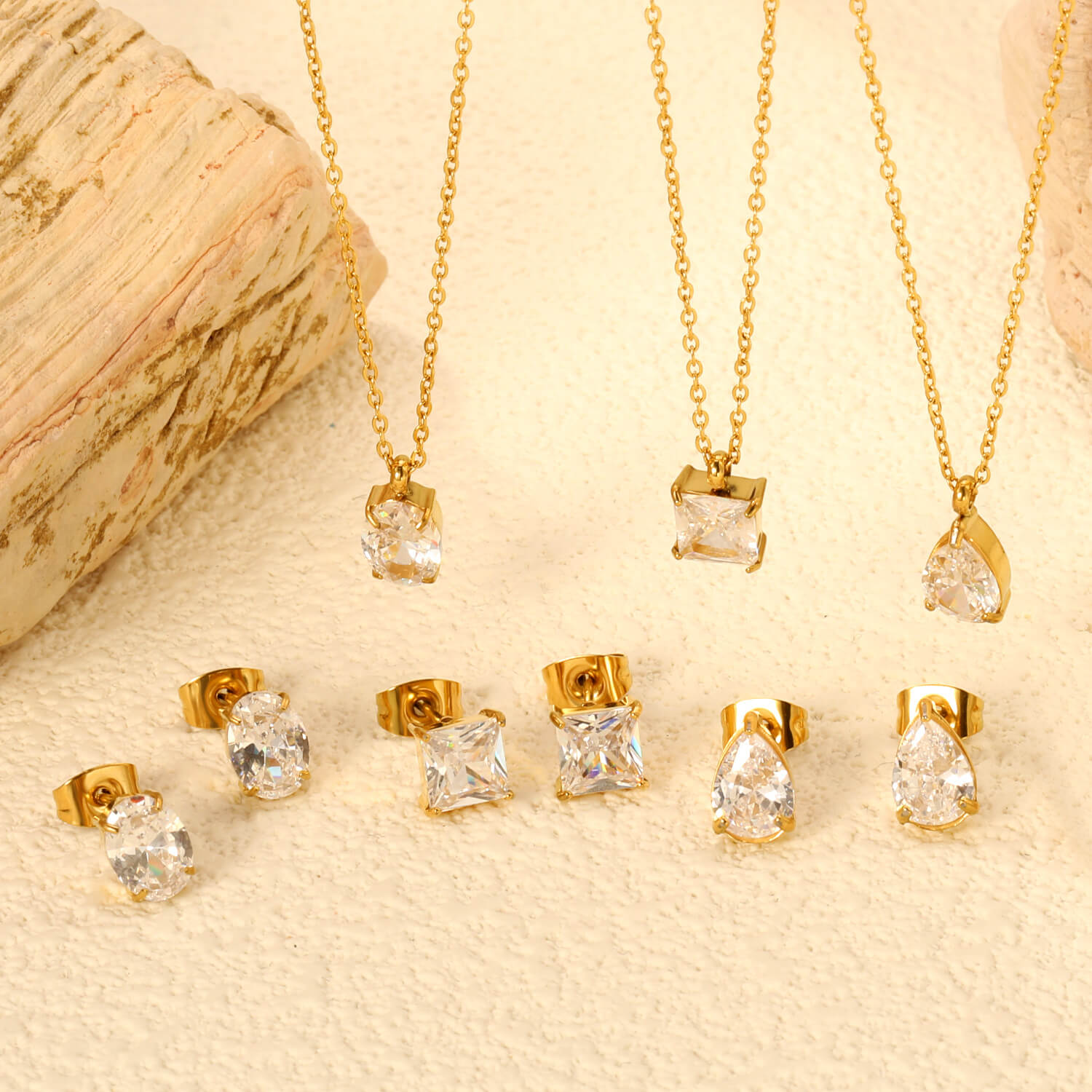 Gold-Plated Crystal Jewelry Set